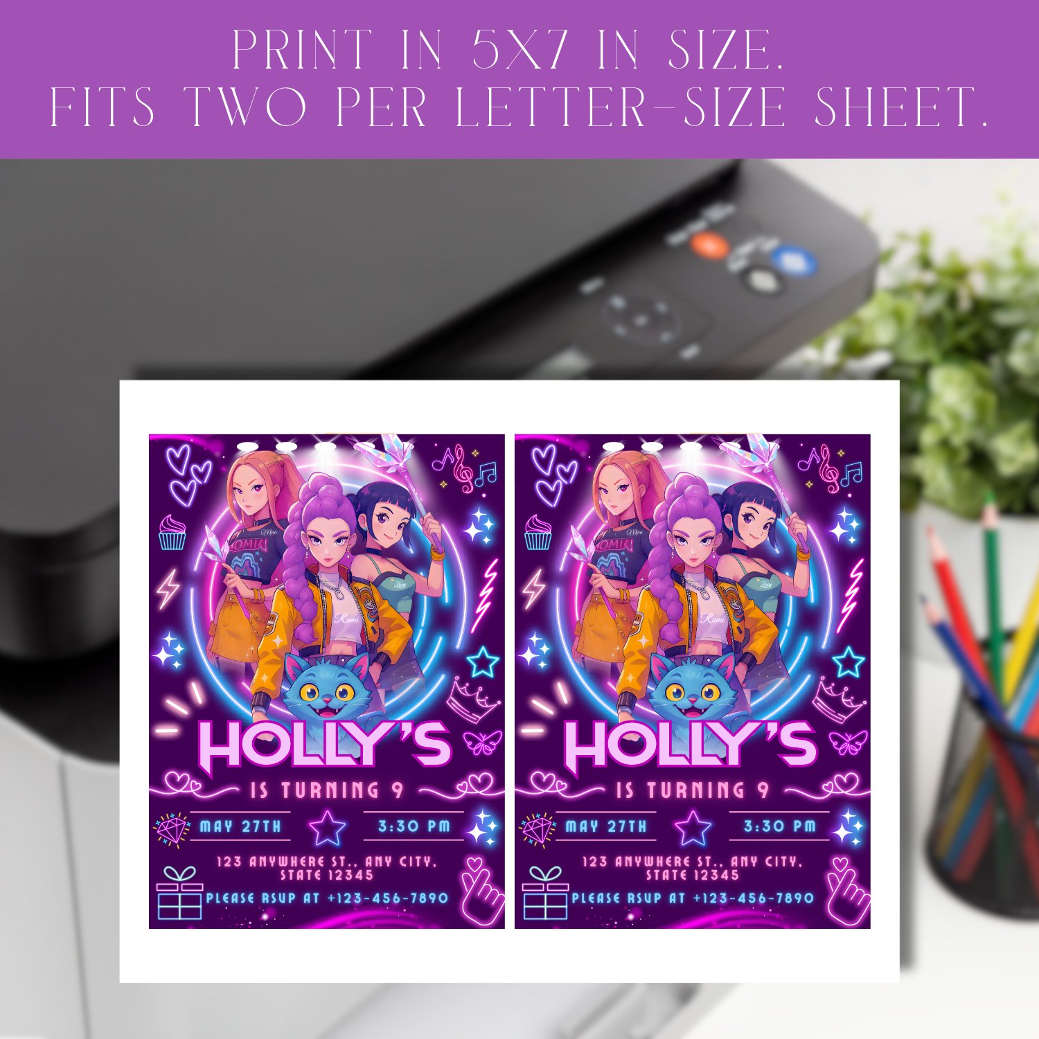 K-Pop Demon Hunters Birthday Invitation – Editable Canva Template product image (6)