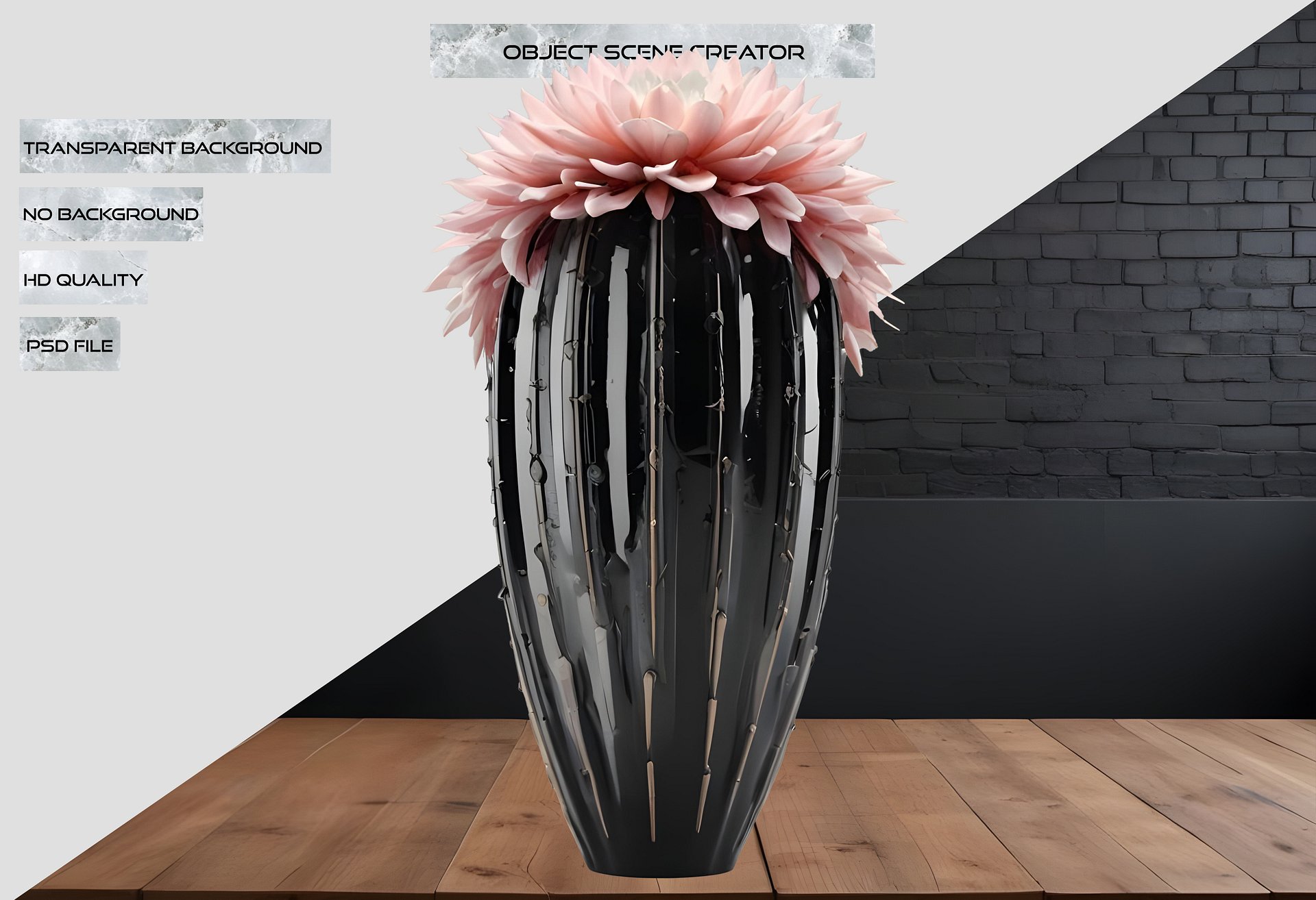 Monochrome Elegance Vase – Black & White Signature, PNG product image (2)