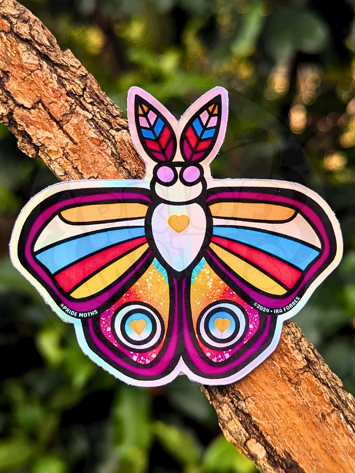 № 11 | POLYAMORY PRIDE MOTH | HOLOGRAPHIC STICKER product image (1)