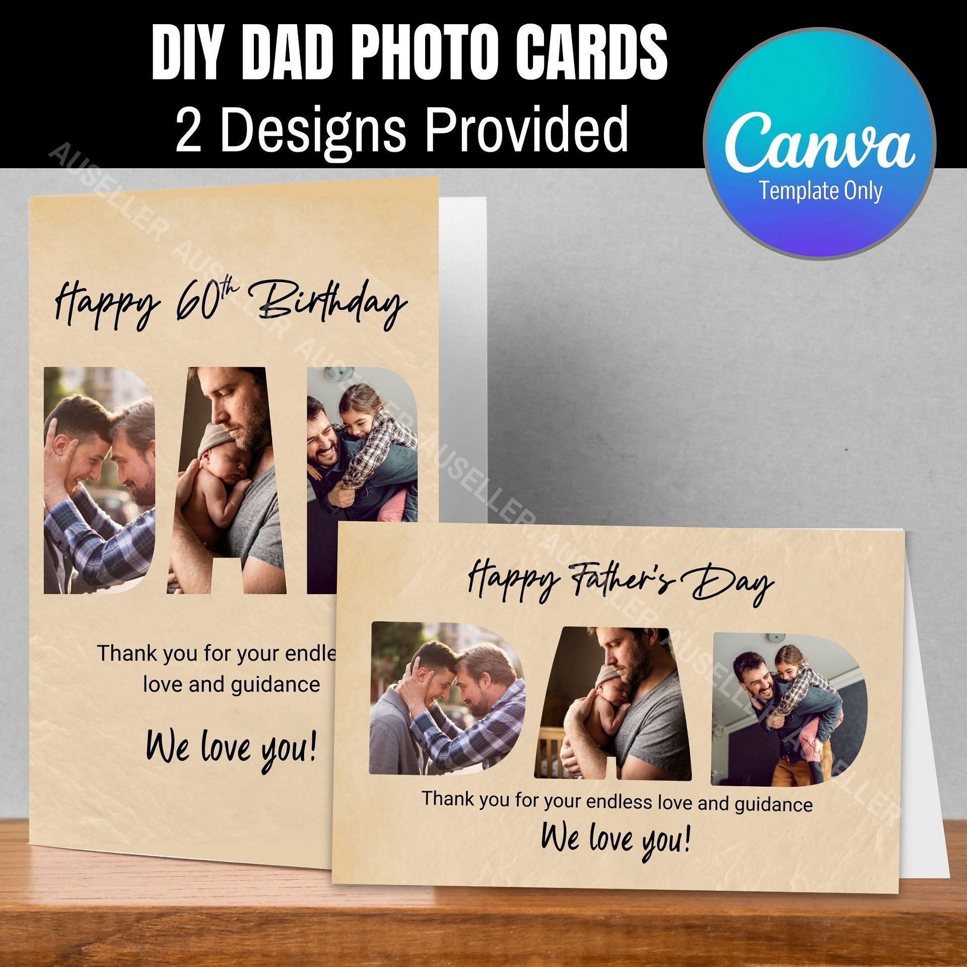 DAD Photo Card, 2 Design Set, Canva Template product image (1)