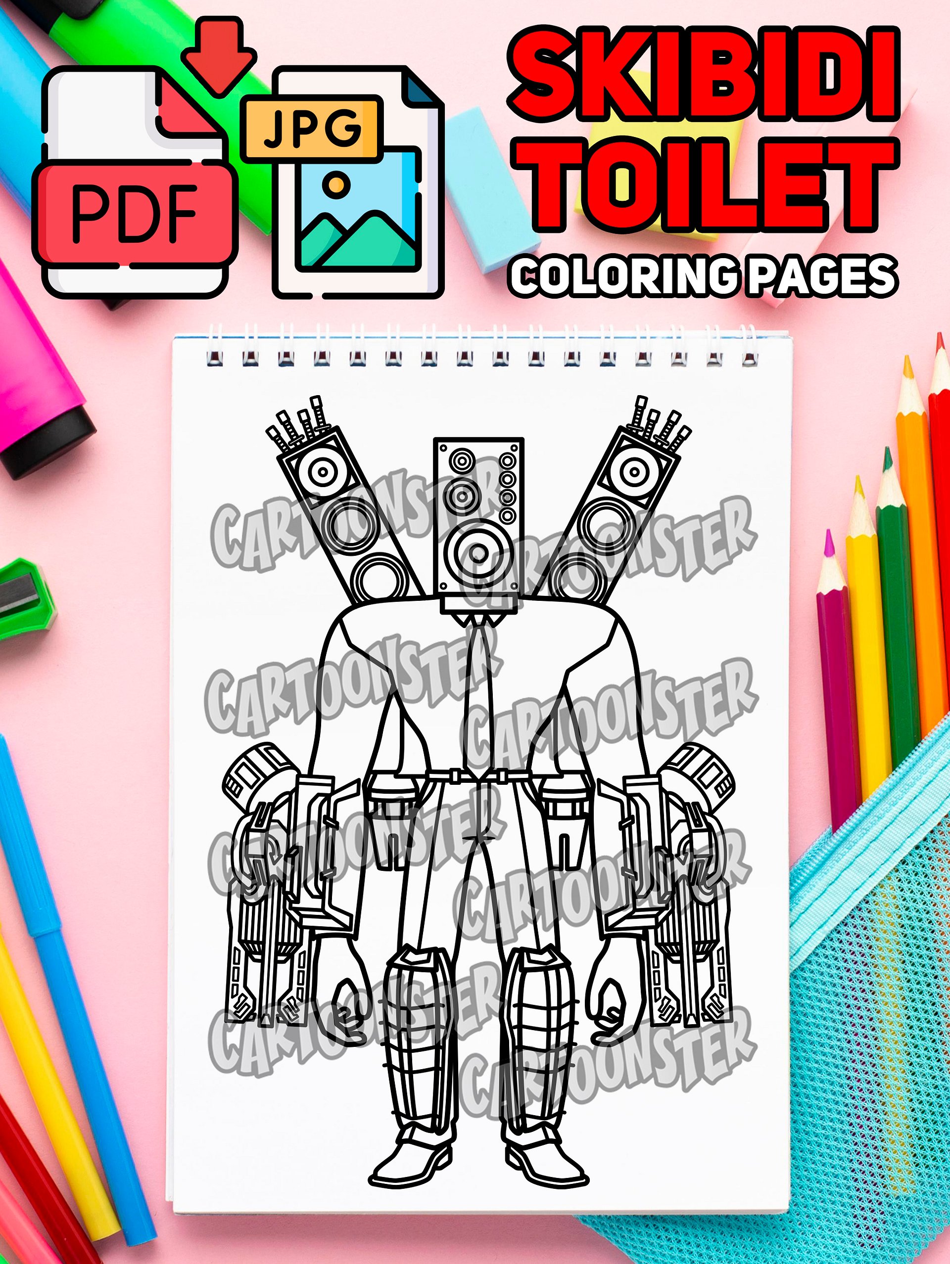 Bernard Large Speakerman from Skibidi Toilet Multiverse | Coloring Page | Printable PDF & JPG product image (1)