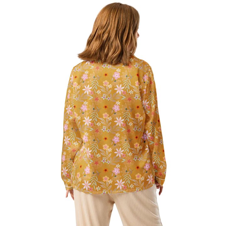 Buttercup Floral Silk Pajama Top – Elegant Comfort in Bloom product image (2)
