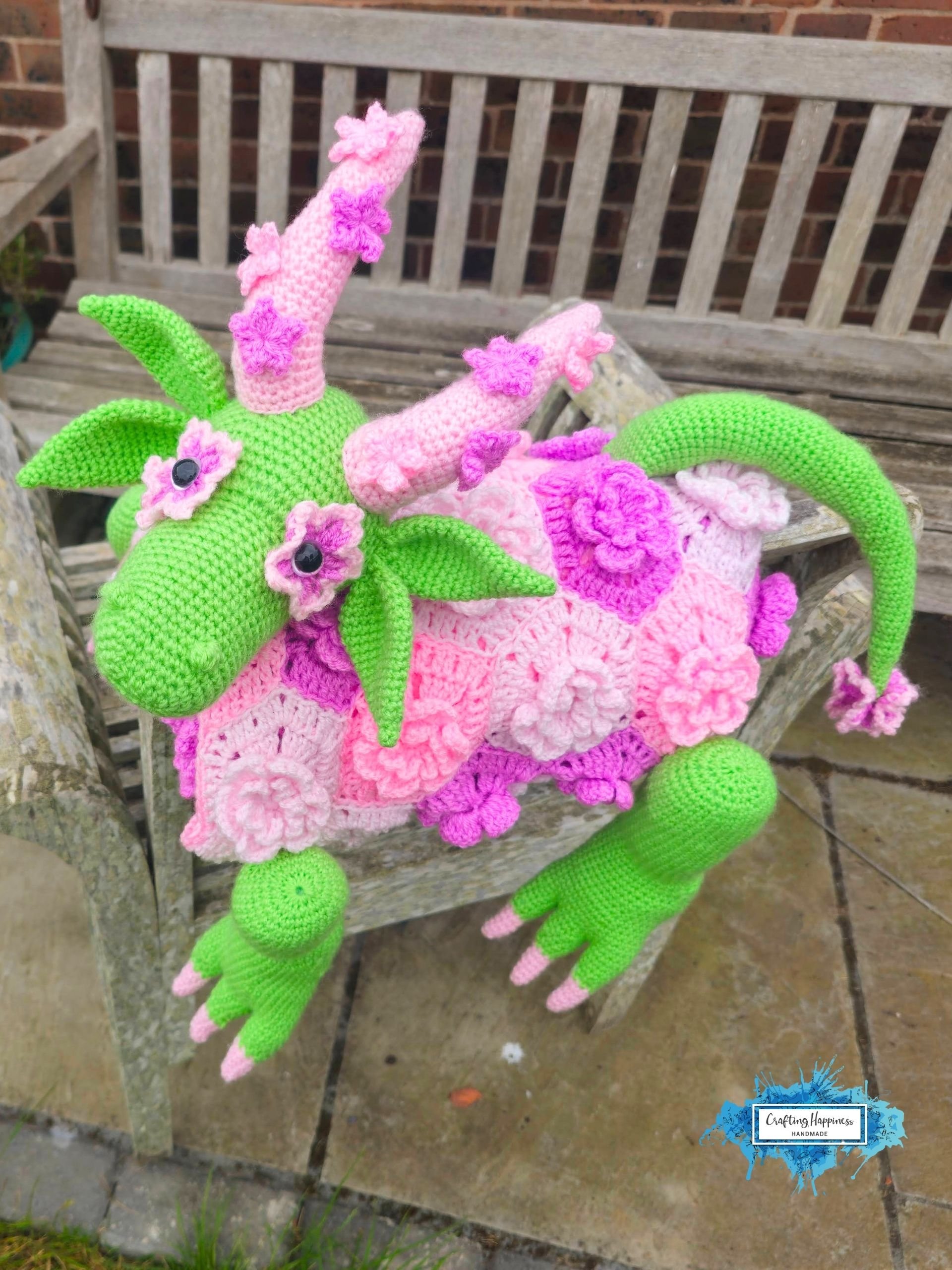 Crochet Flower Dragon Blanket Pattern | Fantasy Fairy Garden Nursery Decor | Mythical Amigurumi Toy | Graph & Written Instructions | pdf product image (12)