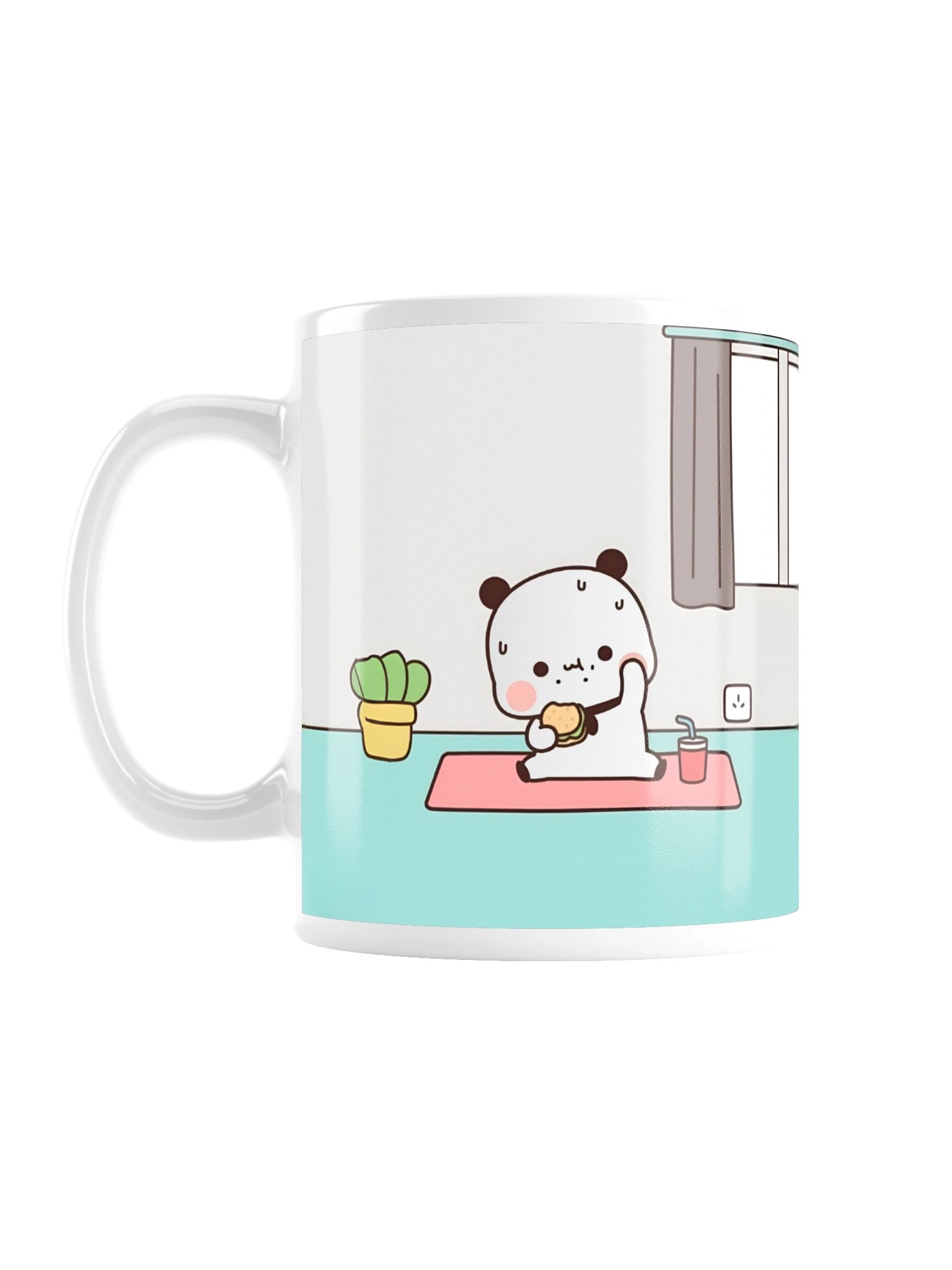 Bubu is exercising while eating a burger Mug product image (1)