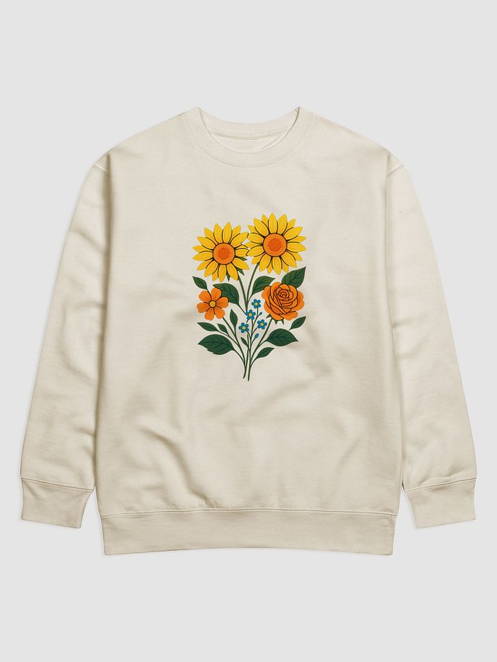 Sunflower and Rose Sweatshirt – Cottagecore Wildflower Pullover with Bloomcore Botanical Charm product image (1)