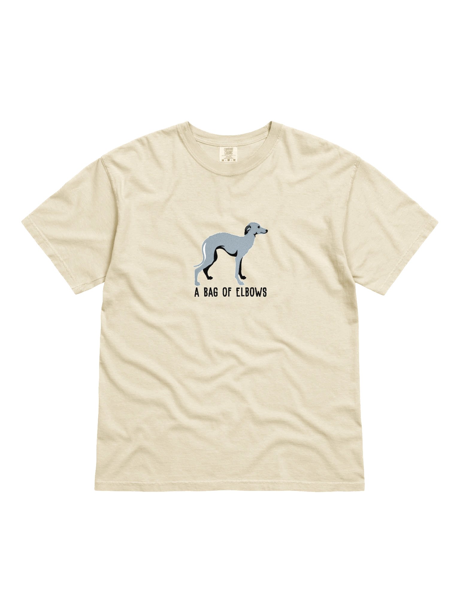 A Bag of Elbows T-Shirt(Embroidered) of an Italian Greyhound(Blue) product image (4)