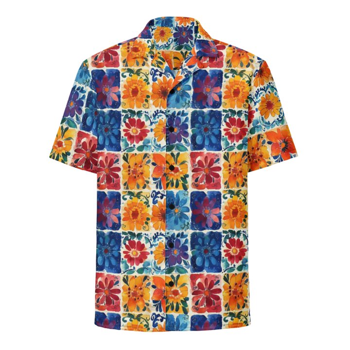 Colorful Patchwork Papel Picado Pattern-Textured Floral Hawaiian Shirt product image (1)