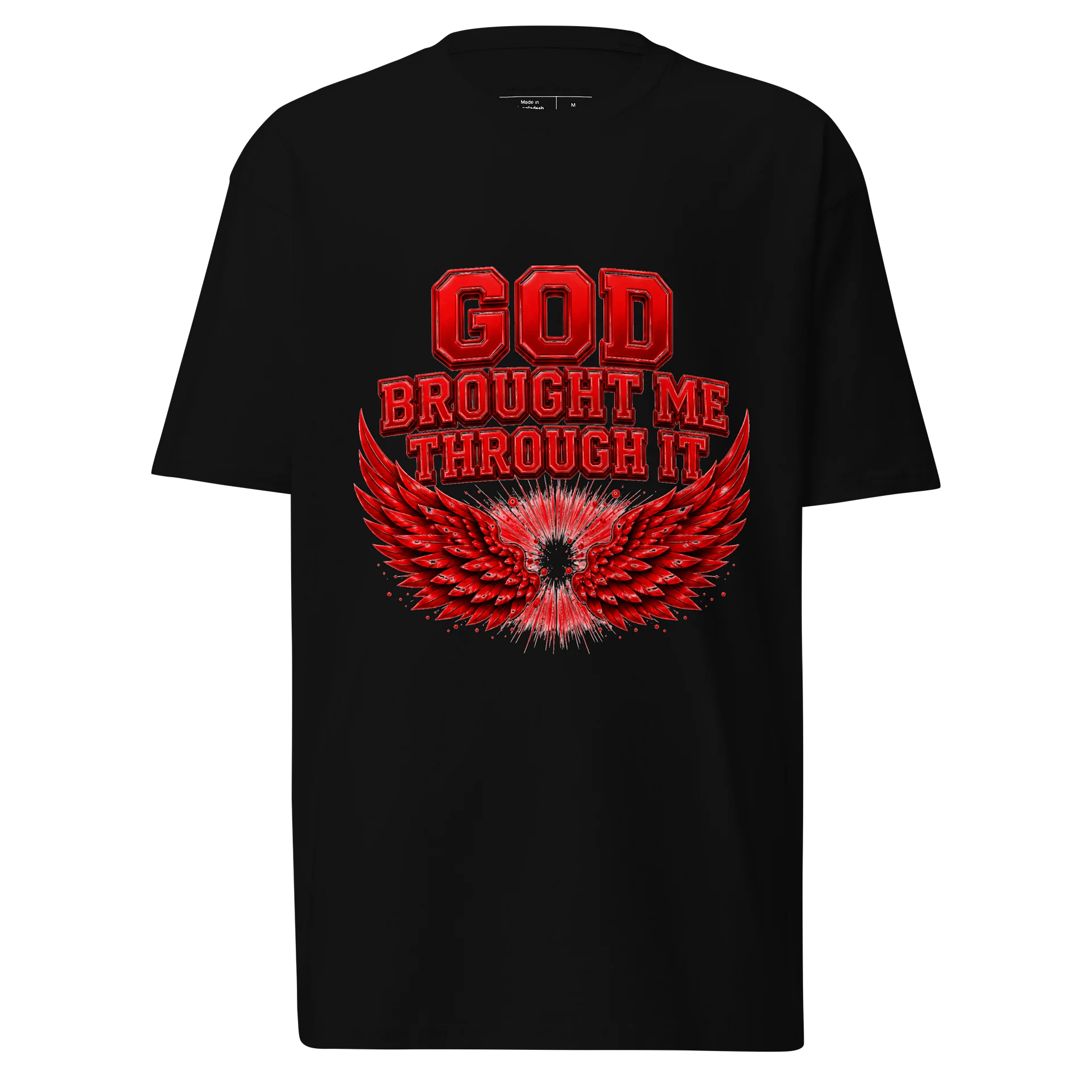 God Brought Me Through It White Tee – Red Wings Edition product image (1)