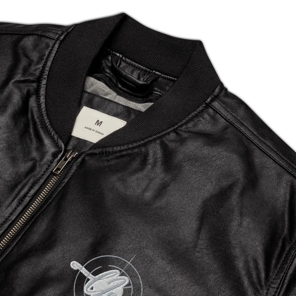Lrn2aim Faux Leather Bomber Jacket product image (8)
