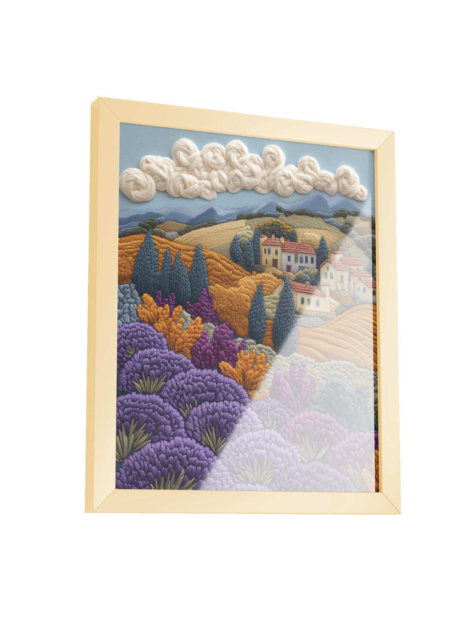 A Summer Day in Provence | Embroidery-Style Wall Art — Framed Print product image (11)