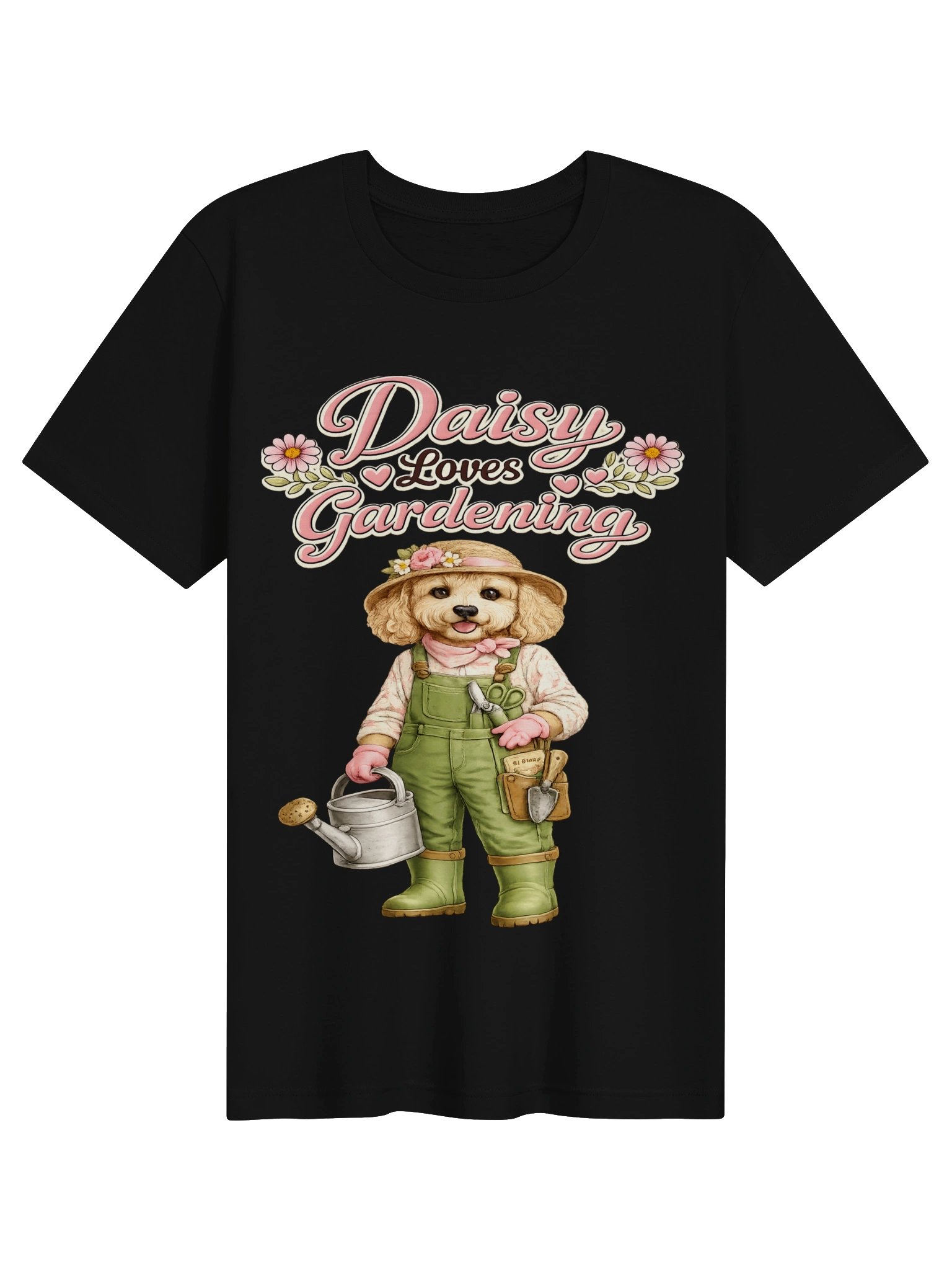 Daisy Loves Gardening Cute Dog Adult Tee product image (1)