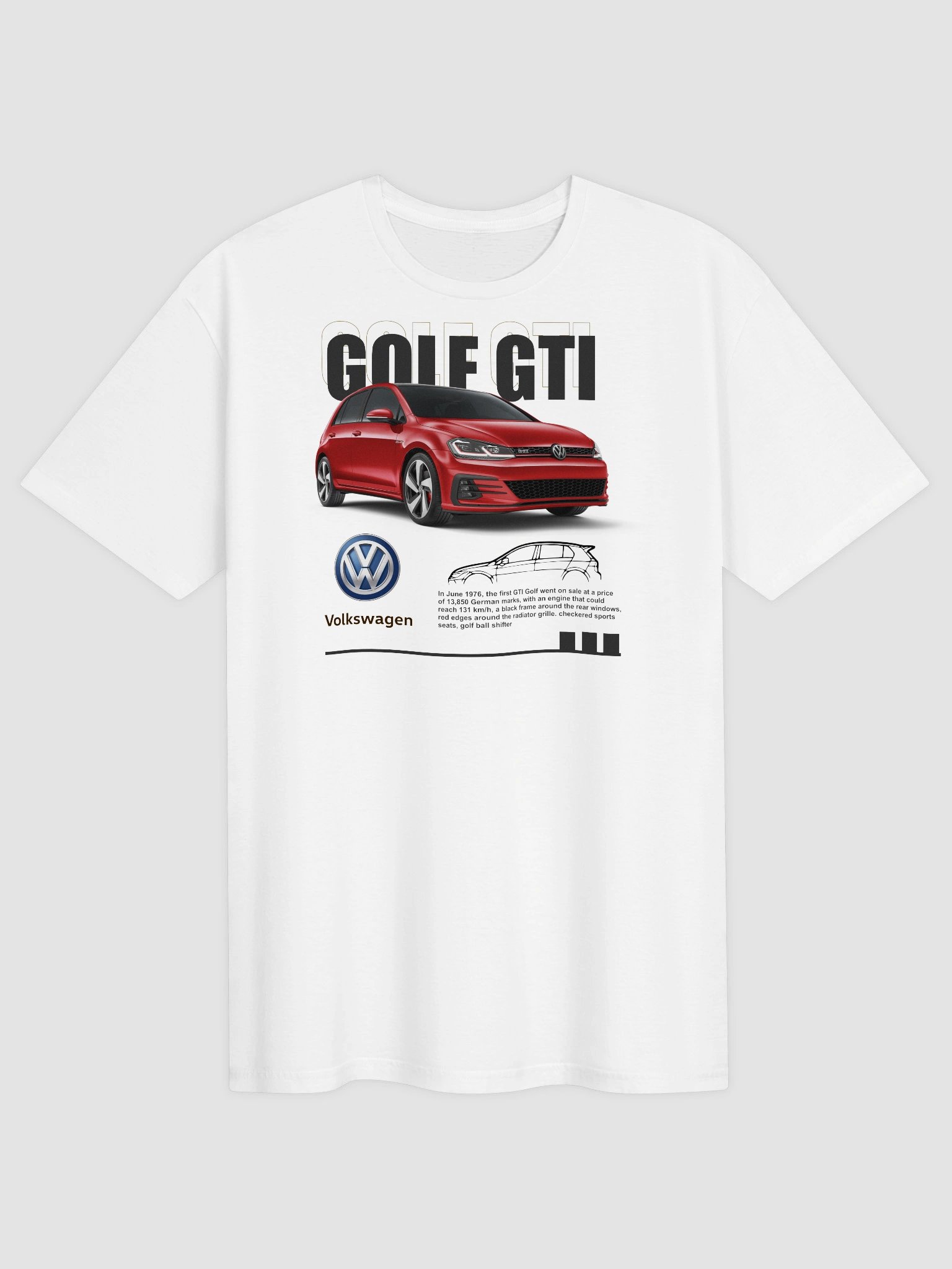 Volkswagen Golf GTI T-Shirt | Hot Hatch Blueprint Design | VW Collector Apparel | German Car Tee product image (1)