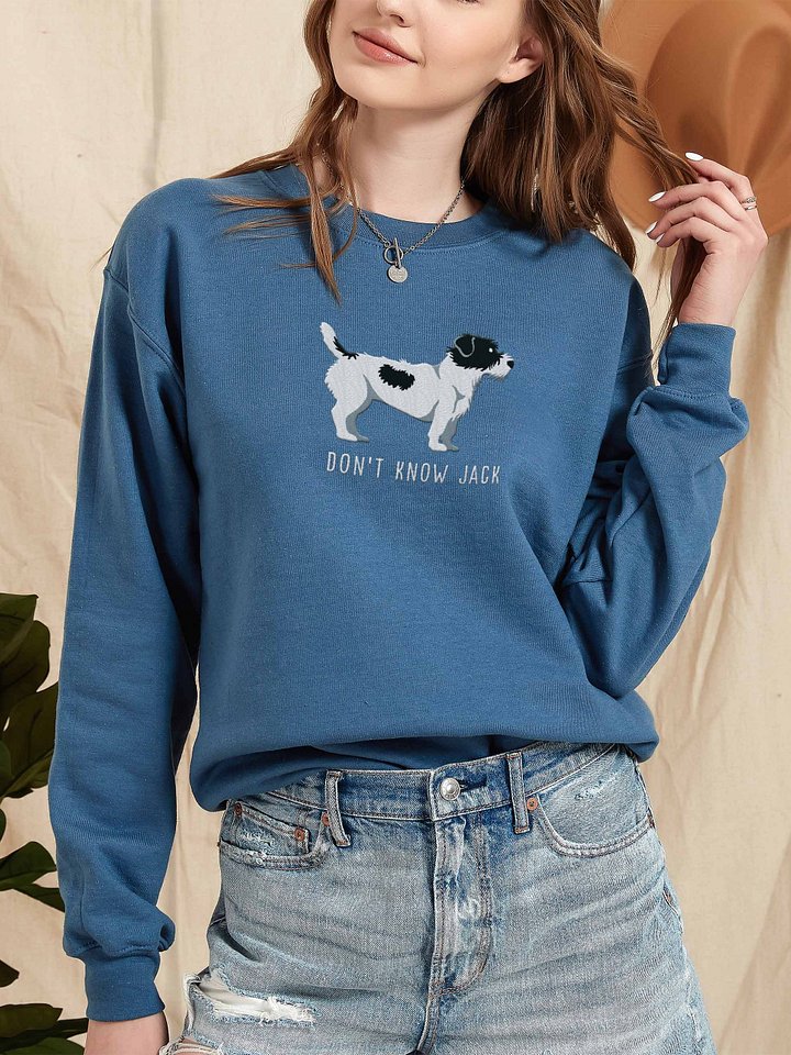 Don't Know Jack Sweatshirt (Embroidered) of a Jack Russell Terrier(Rough Coat, Black & White) product image (2)