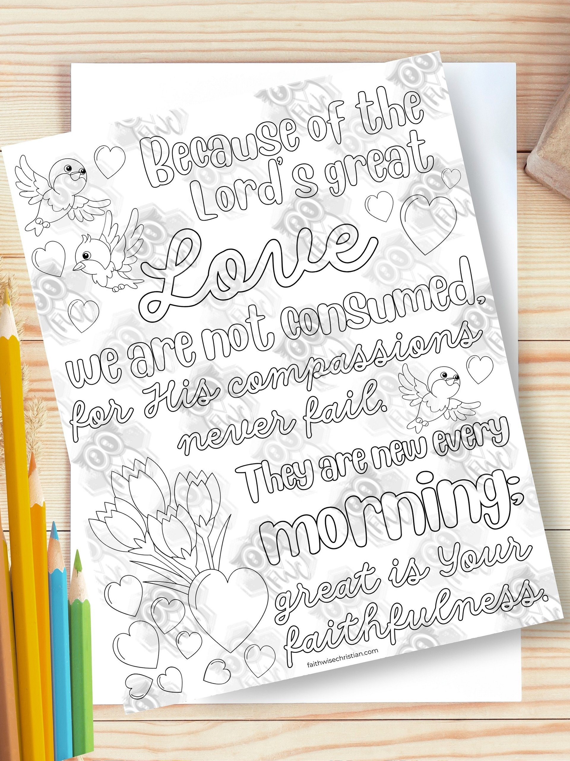 Lamentations 3:22-23 Coloring Page Newsletter Freebie product image (1)