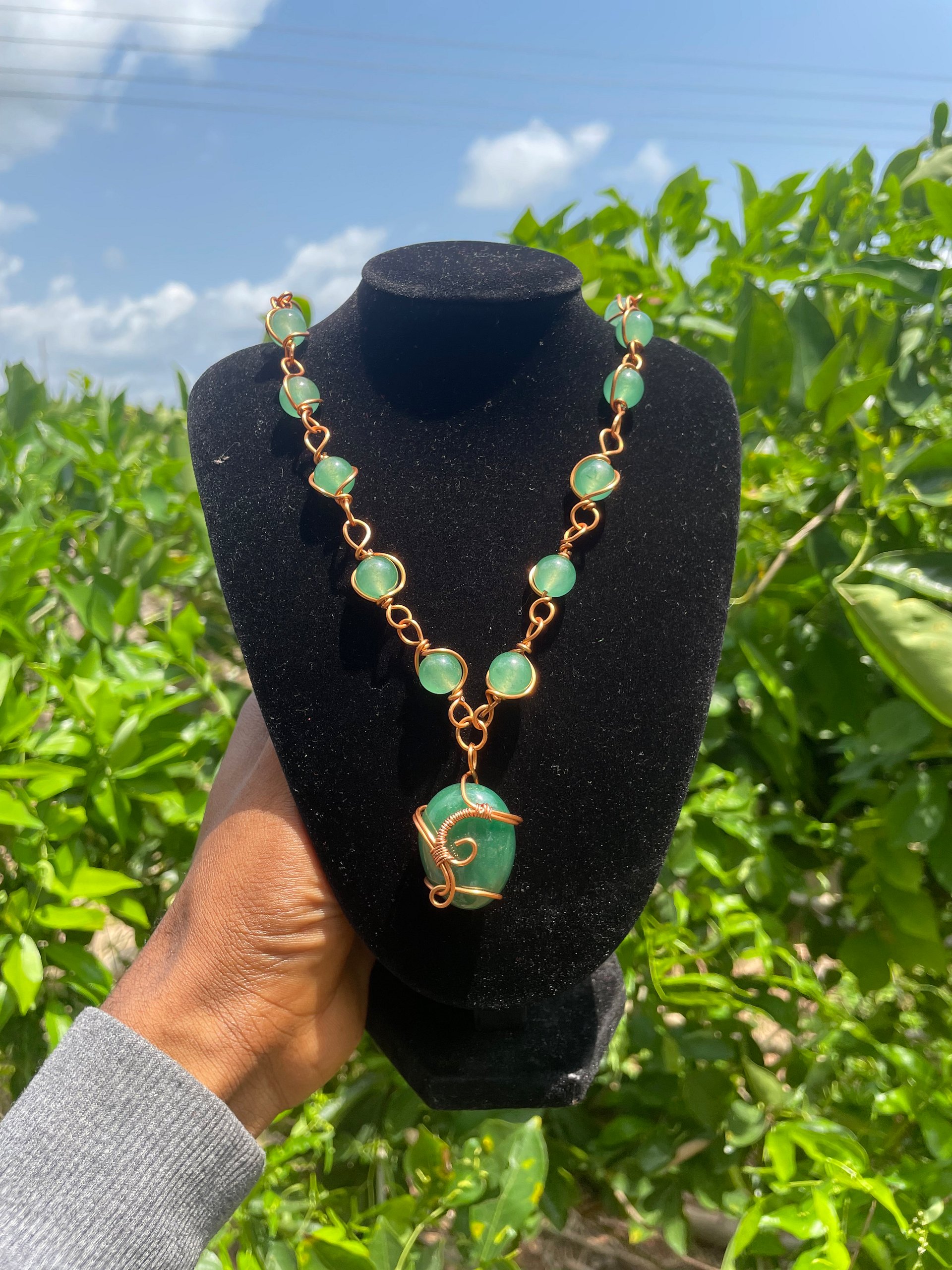Green Aventurine wire wrapped necklace product image (1)