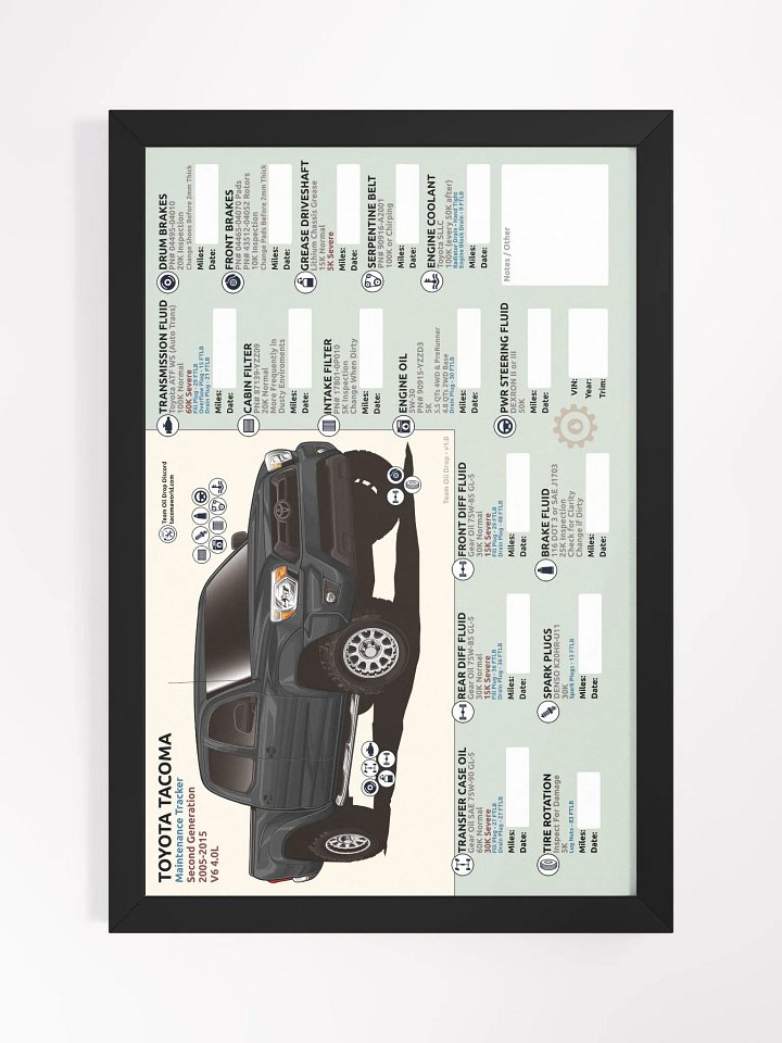 2nd GEN MAINTENANCE TRACKER V1.0 - Black (FRAMED) product image (2)