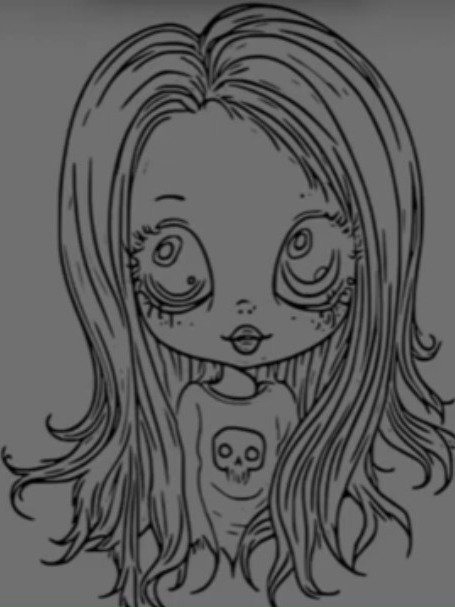 Little Zombie Girl Transparent Digital Coloring Page product image (1)