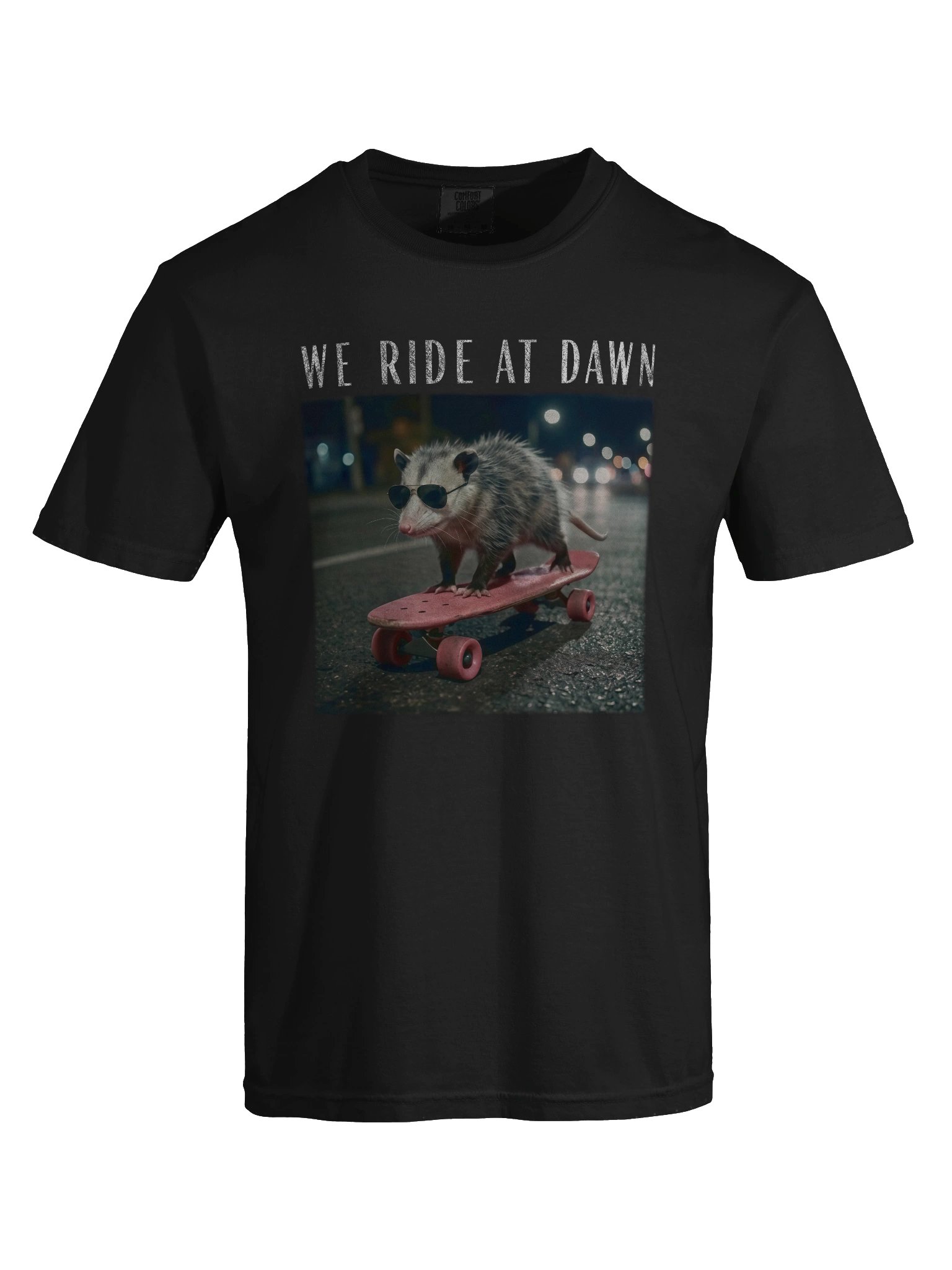 We Ride At Dawn Opossum Skateboard Shirt - Funny Possum Meme Comfort Colors Tee product image (3)