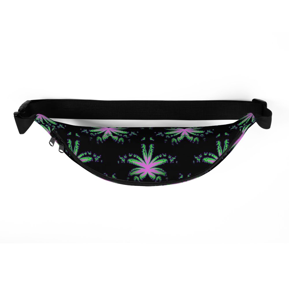 Cannabis Leaf 420 Fanny Pack, Pink Neon Green Black Stoner Bag, Weed Lover Accessory product image (5)