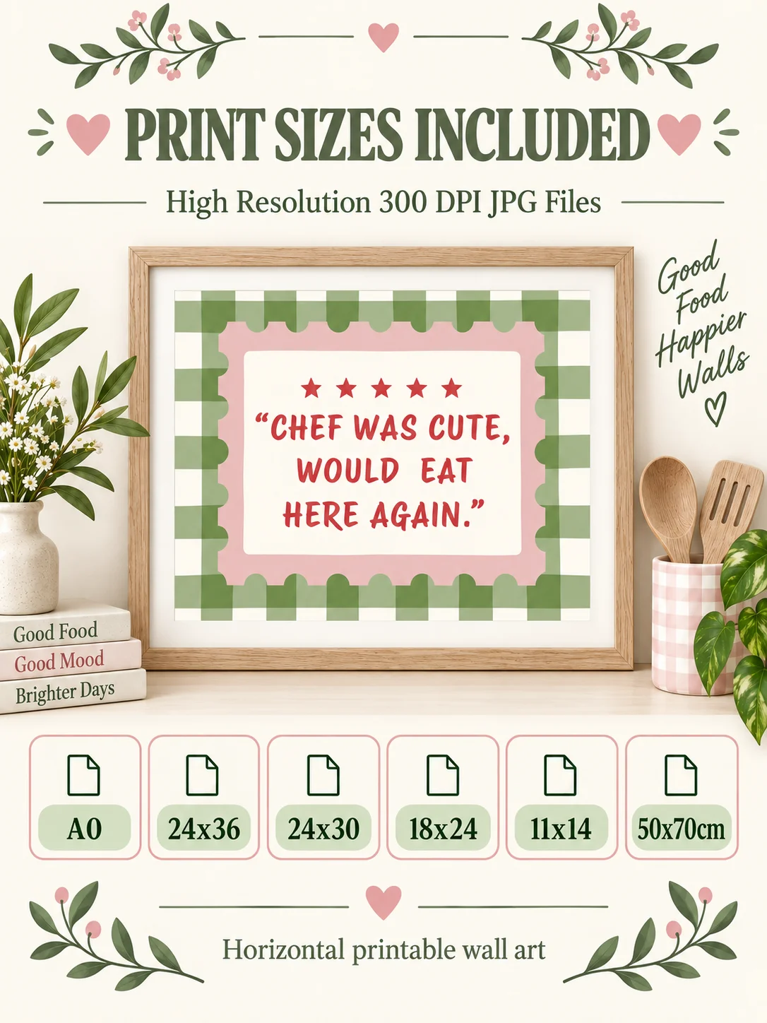 Chef Was Cute Quote | Funny Kitchen Wall Art | Retro Checkered Poster | Foodie Dining Decor | Printable Digital Download product image (2)