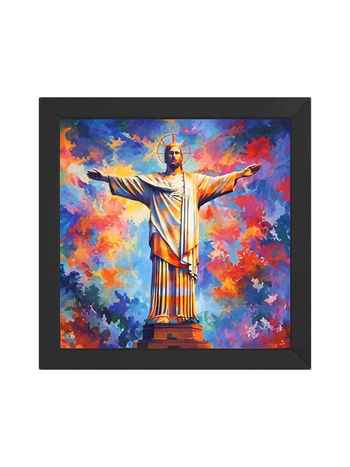 Christus der Erlöser – Farbenpracht in Abstrakt Vibrant Ayous Wood Framed Poster product image (7)
