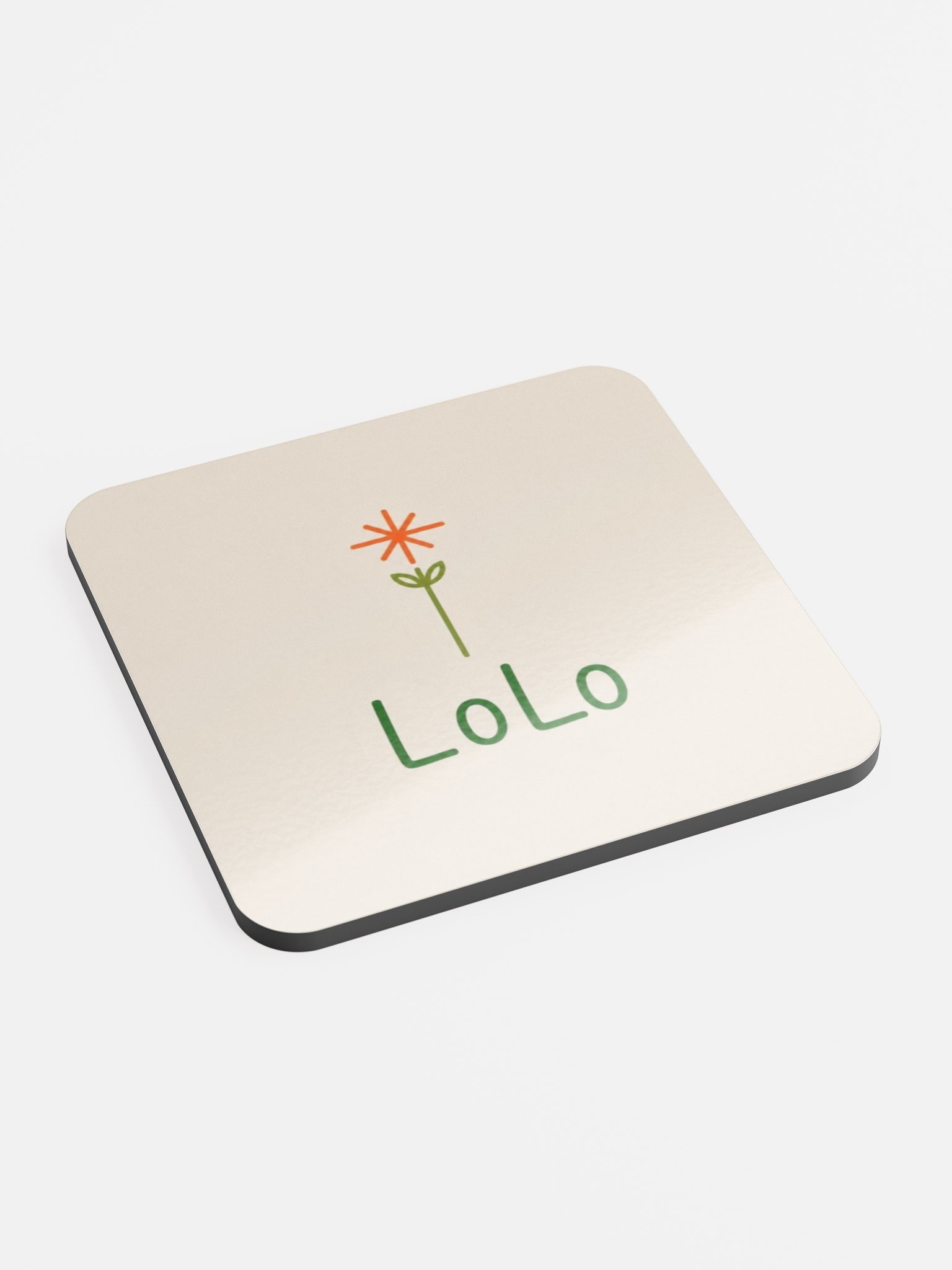 LoLo Botanical Logo Glossed Cork Coaster product image (2)