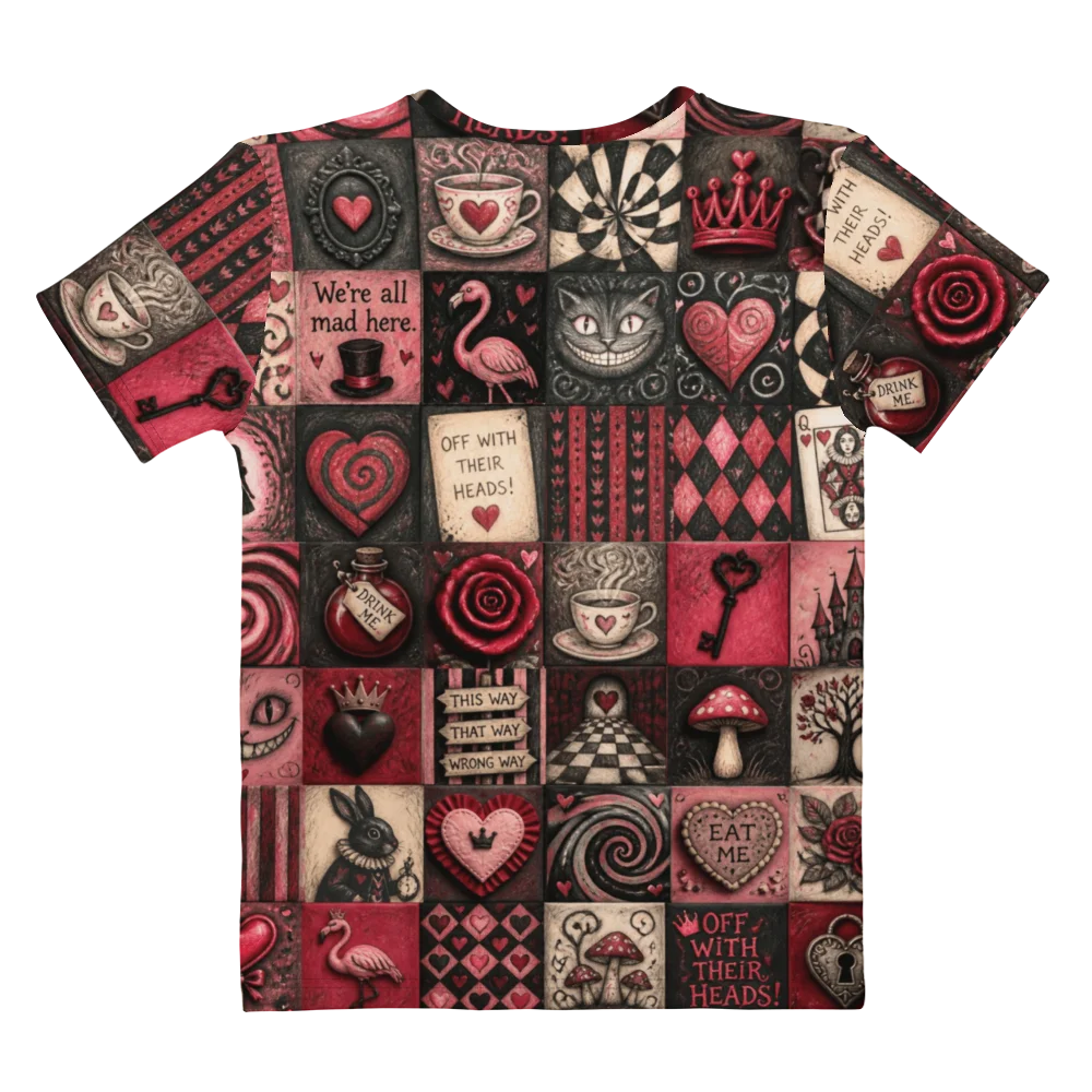 Wonderland Queen of Hearts Tee, Dark Alice Pattern Shirt product image (4)