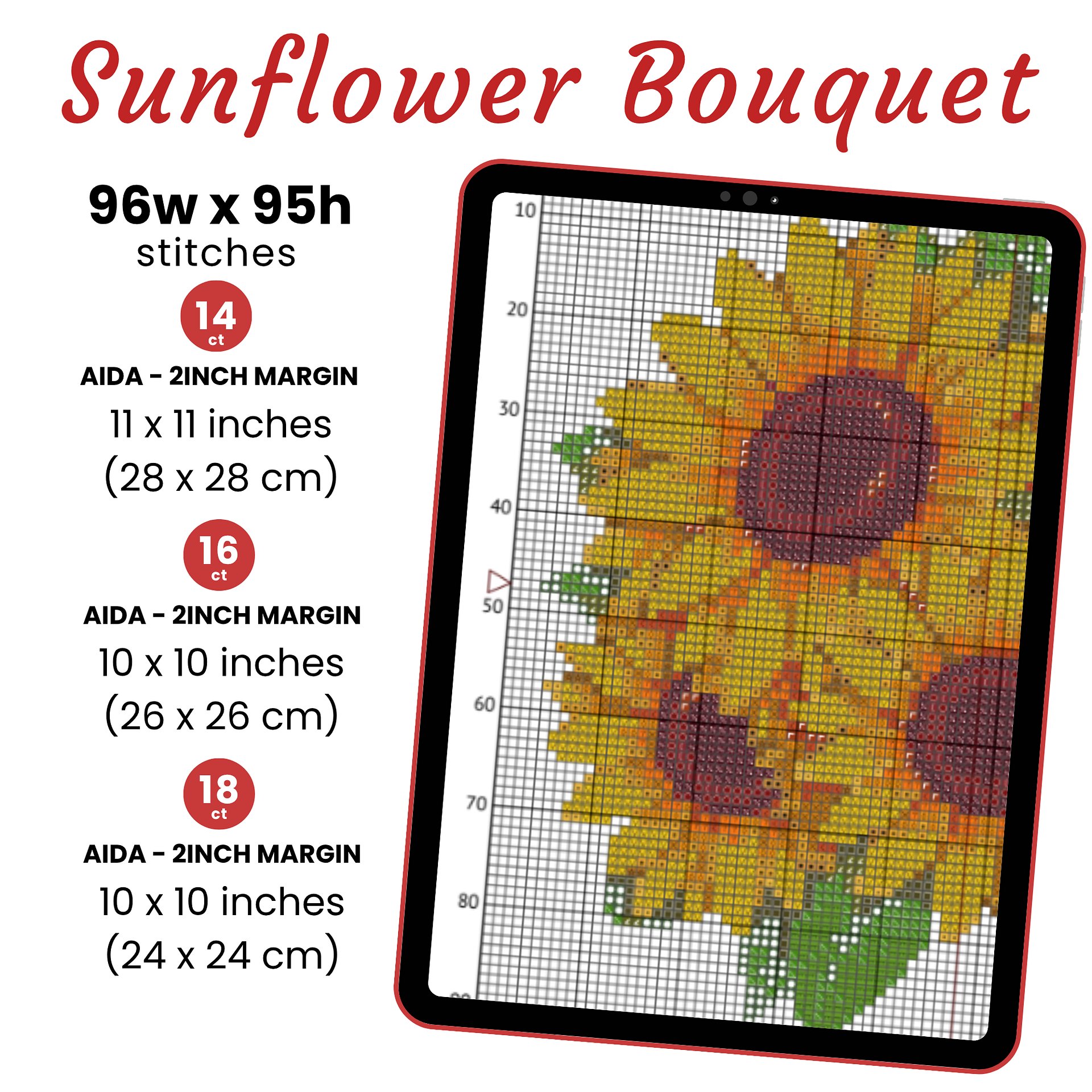 Sunflower Bouquet Cross Stitch Pattern product image (2)