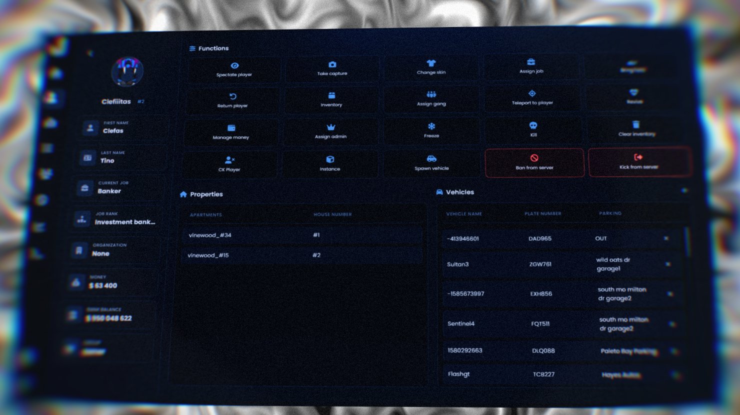 Complete FiveM Admin System | Manage Player, Permissions Section & Real-Time Monitoring | ESX QB/QBX product image (1)