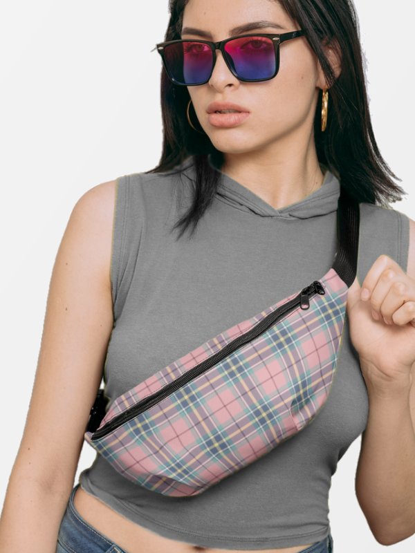 Pastel Pink, Mint Green, and Yellow Plaid Fanny Pack product image (1)