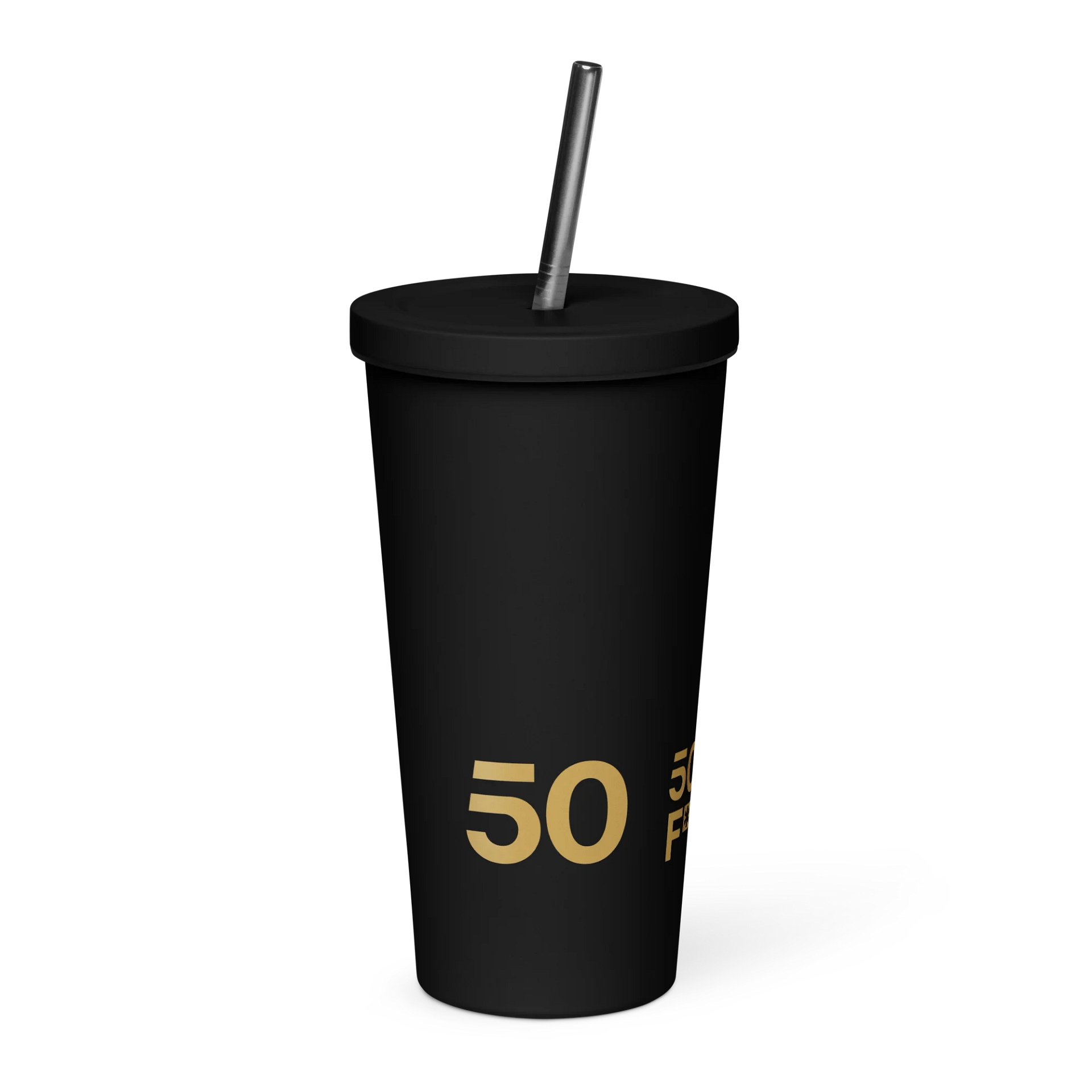 50 as FCK™ Insulated Tumbler with Straw (Gold Tone) product image (4)