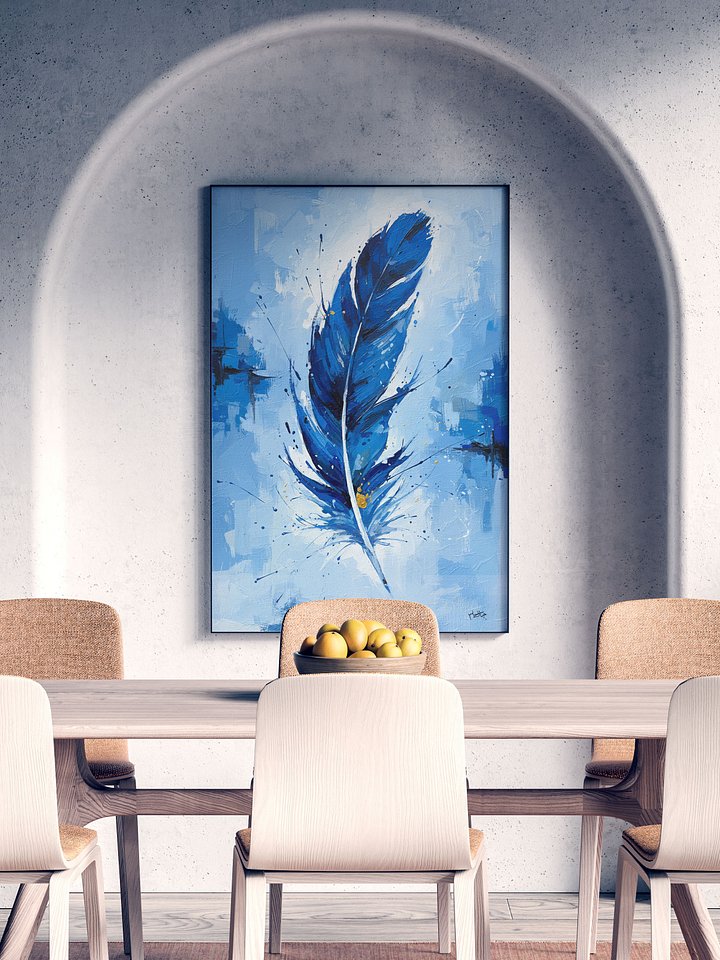 Azure Drift – Blue Feather Abstract Canvas Art product image (1)