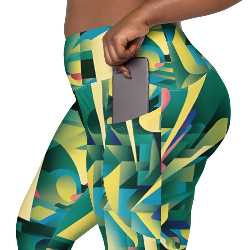 Abstract Lithographic Pattern Design Leggings with pockets - V8 product image (12)