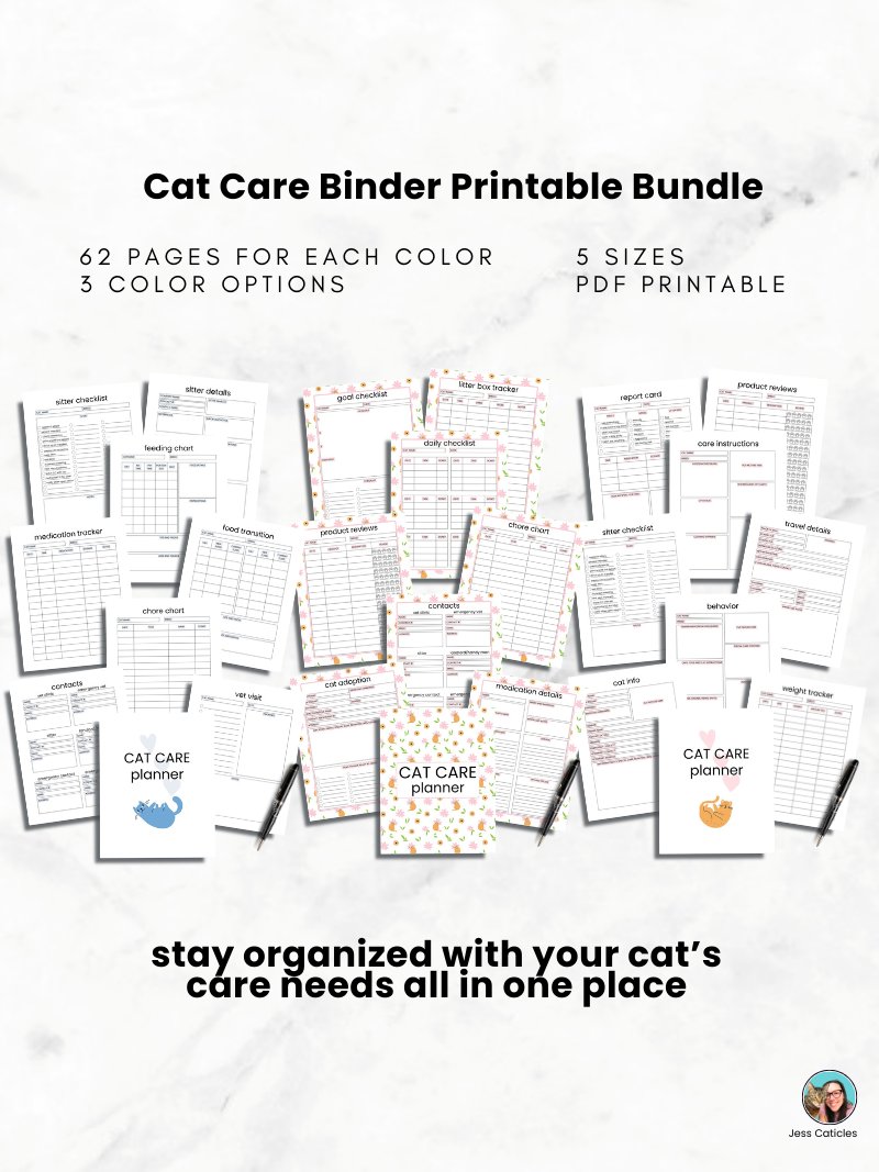 Cat Care Binder Bundle ~ Undated Printable and Digital Planners product image (4)