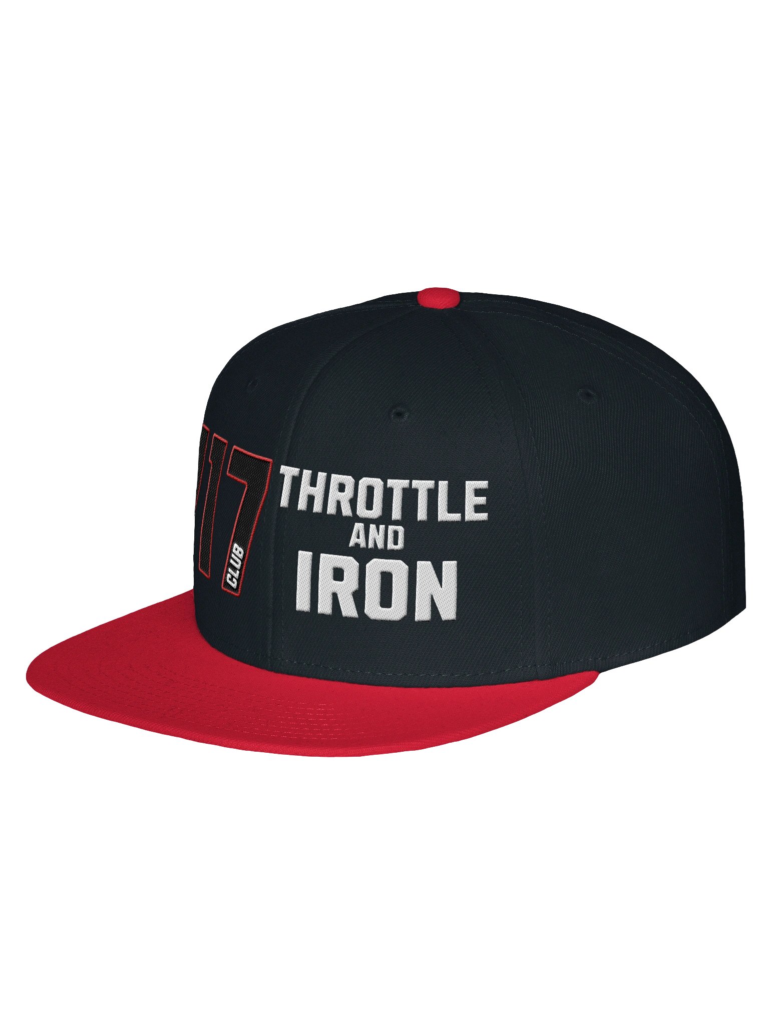 Club 117 Throttle & Iron Snapback Hat — Red Outline (HD) Edition product image (2)
