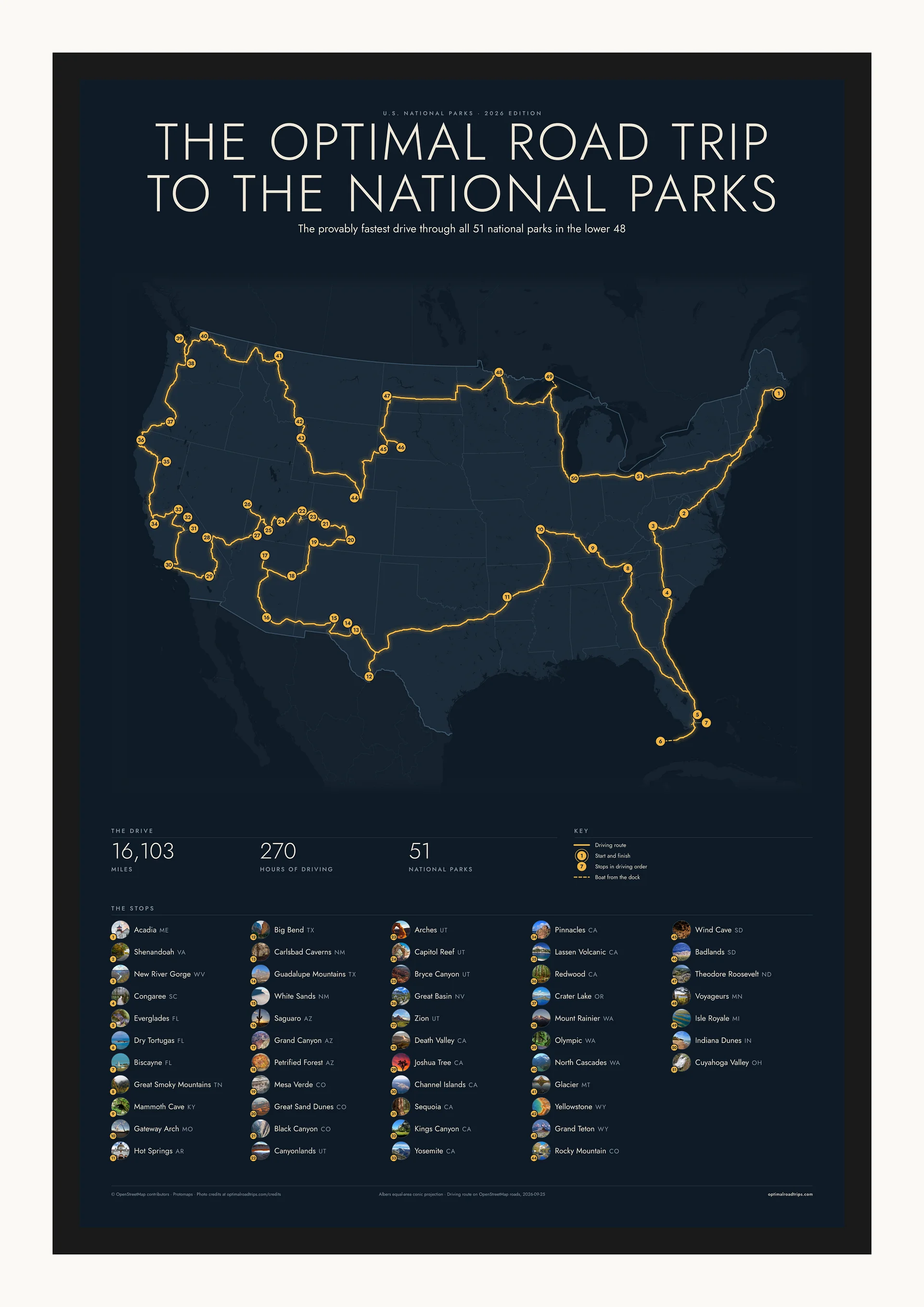 U.S. National Parks 2026, Midnight, 24 x 36 in, black-framed poster product image (1)