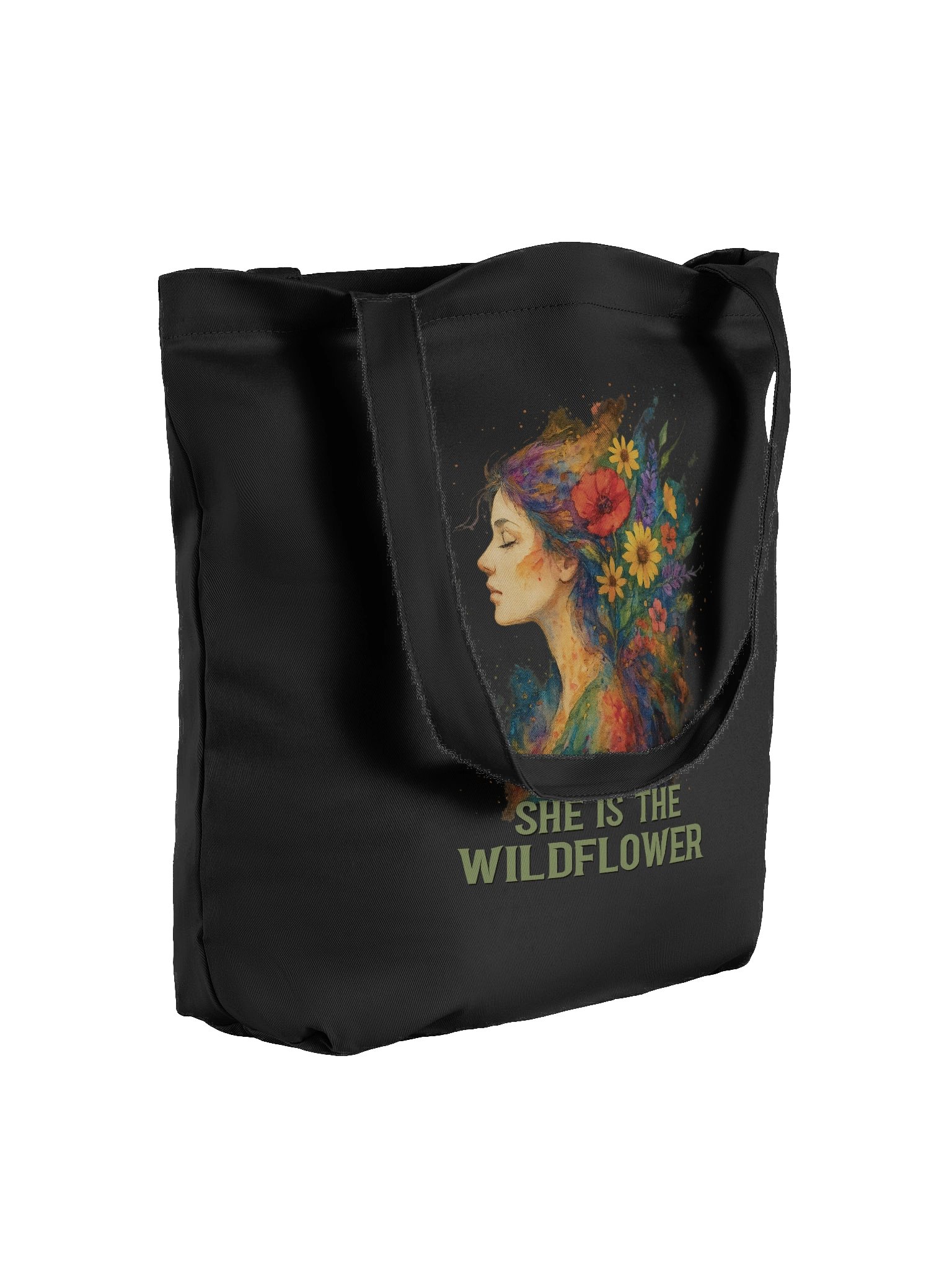 She Is the Wildflower Tote Bag – Boho Floral Naturecore Carryall product image (8)