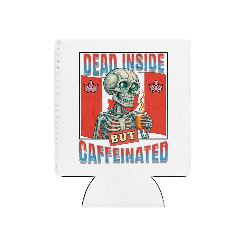 Dead Inside But Caffeinated Canada Skeleton Can Cooler product image (1)