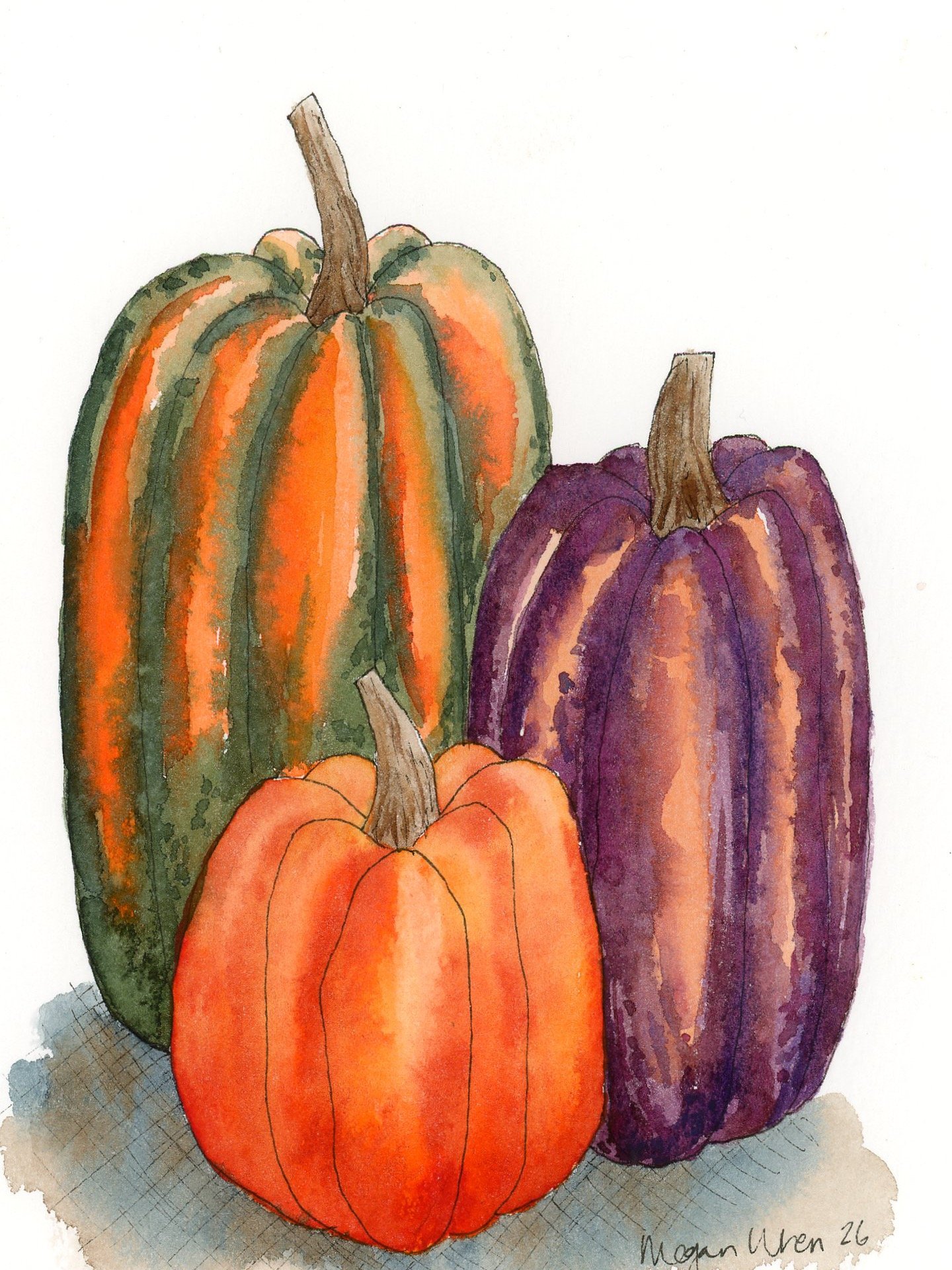 Fall Pumpkin Watercolor Print - Colorful Harvest product image (2)