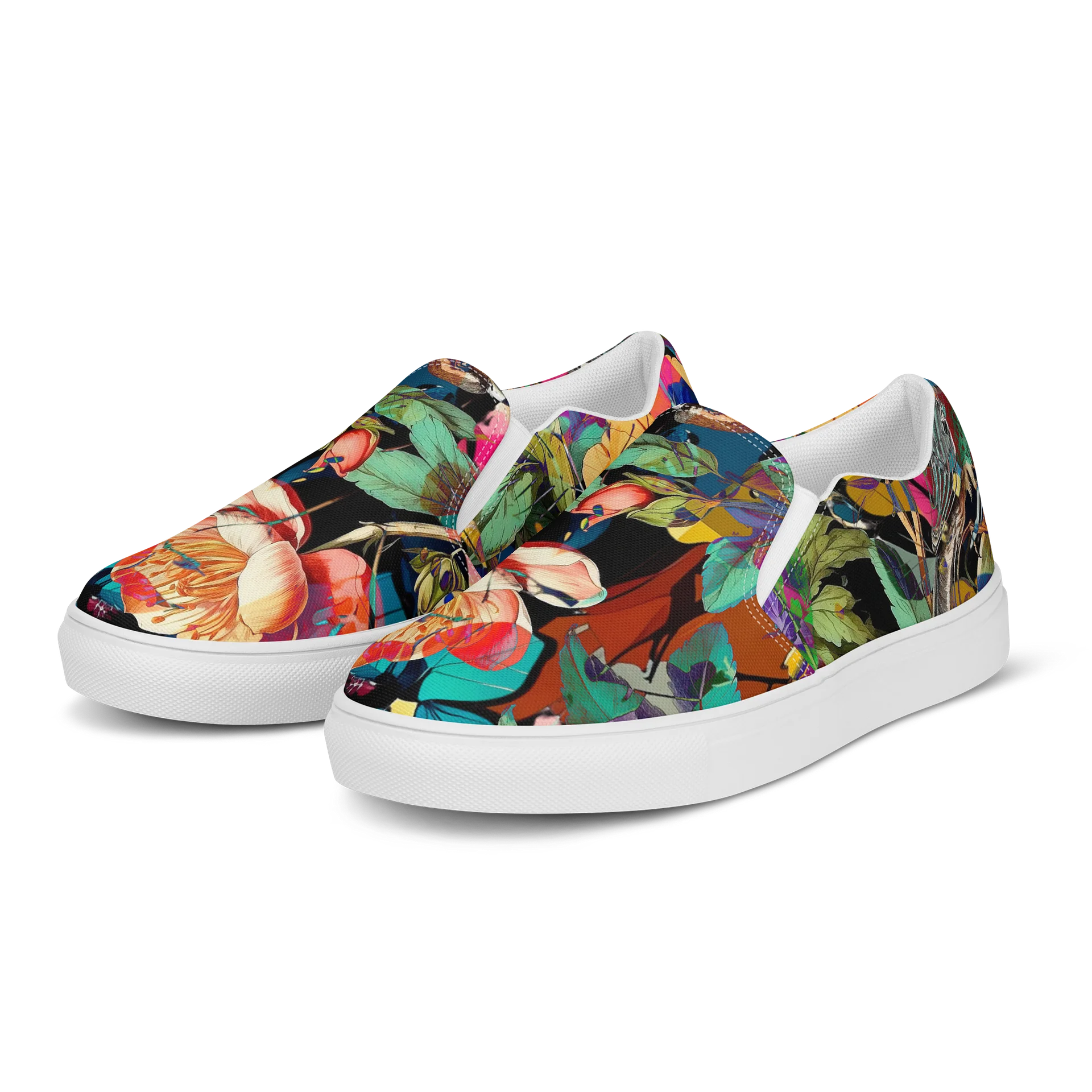 Vibrant Bird & Floral Slip-On Canvas Shoes product image (3)