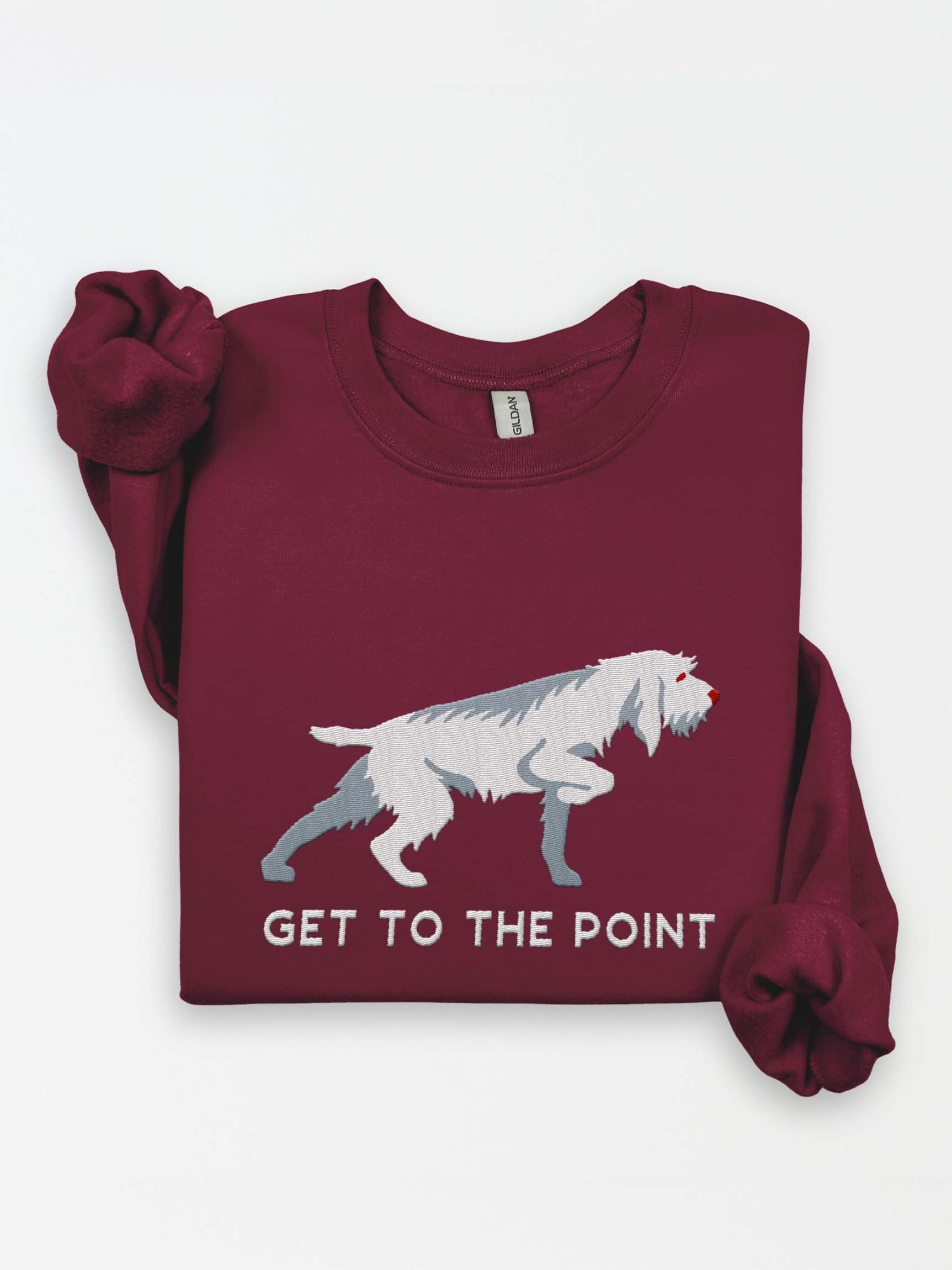 Get to the Point Sweatshirt (Embroidered) of a Spinone Italiano(White) product image (1)