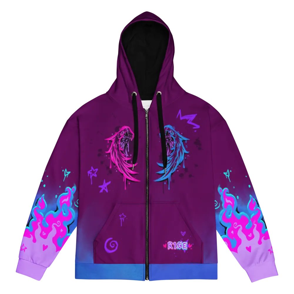 RISE Collection: Subtle Bisexual Pride Phoenix Zip Hoodie - PURPLE product image (3)