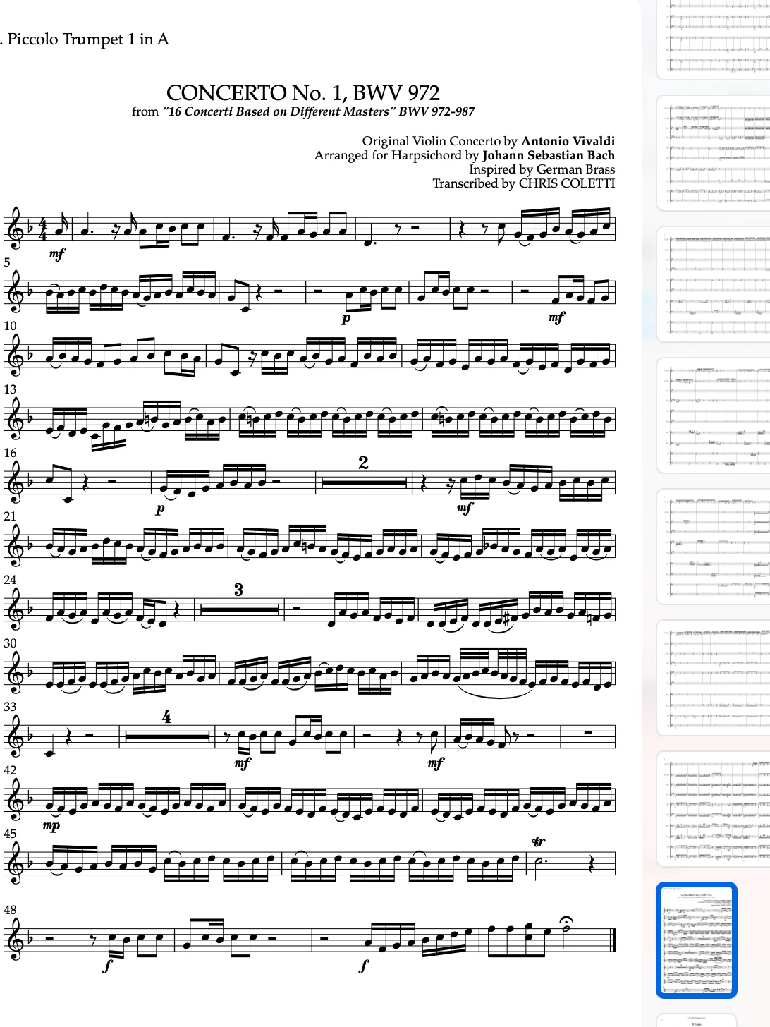 Vivaldi/Bach – Concerto in D Major (BWV 972) product image (1)