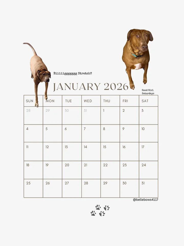 Belle 2026 Calendar B 8.5x11 (Download) product image (2)