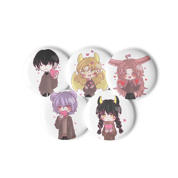 Hungry Demon and Friends - Valentine Badges product image (1)