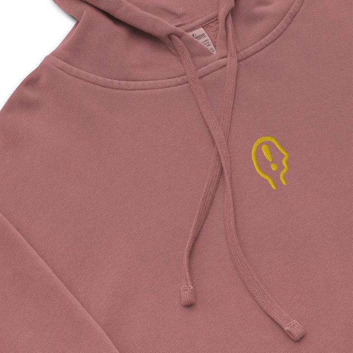 EXCLAIMING MENTALLY (C. gold) embroidered pigment hoodie product image (1)