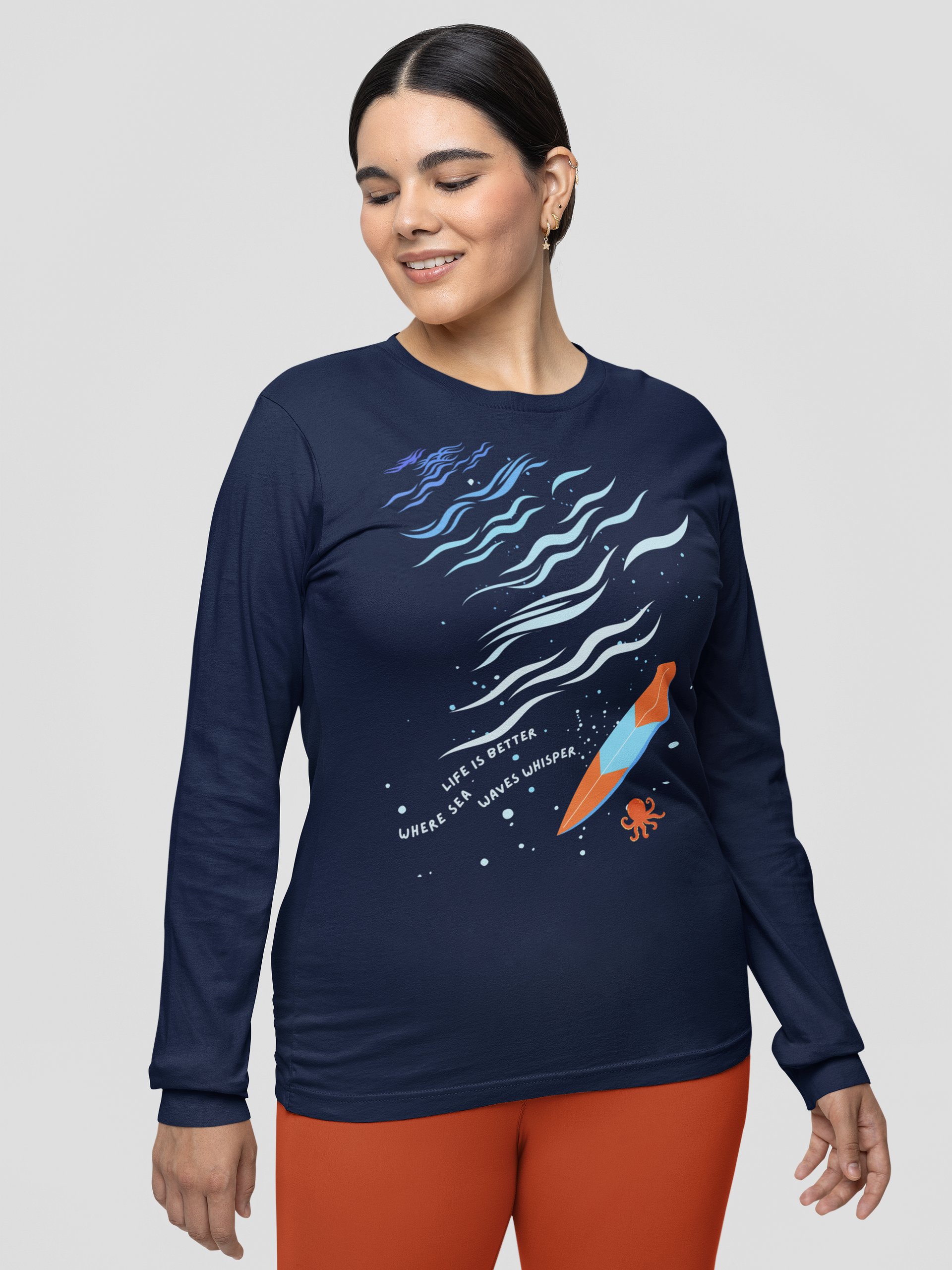 Life Is Better Where Sea Waves Whisper Long Sleeve ( Side -Sea- ) product image (4)