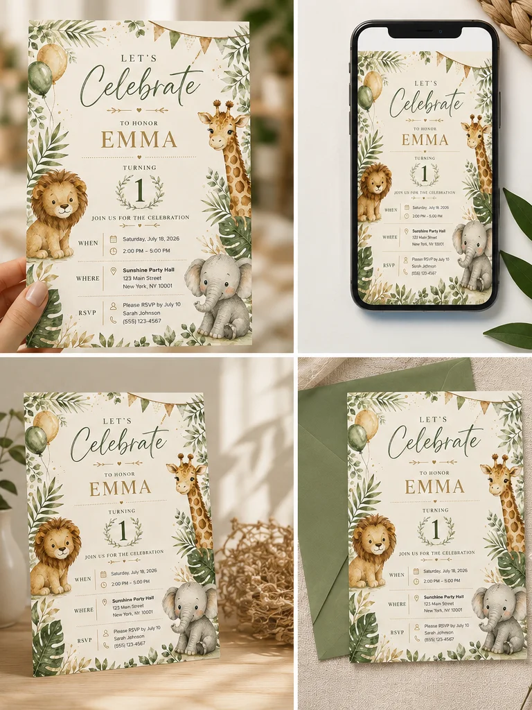 Safari Birthday Invitation Template product image (4)