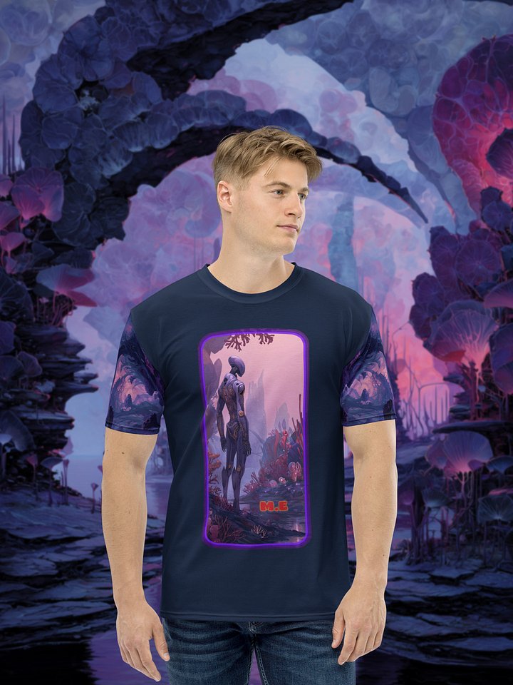 Alien Explorer Men’s Graphic Tee | Futuristic Sci-Fi All-Over Print T-Shirt product image (1)