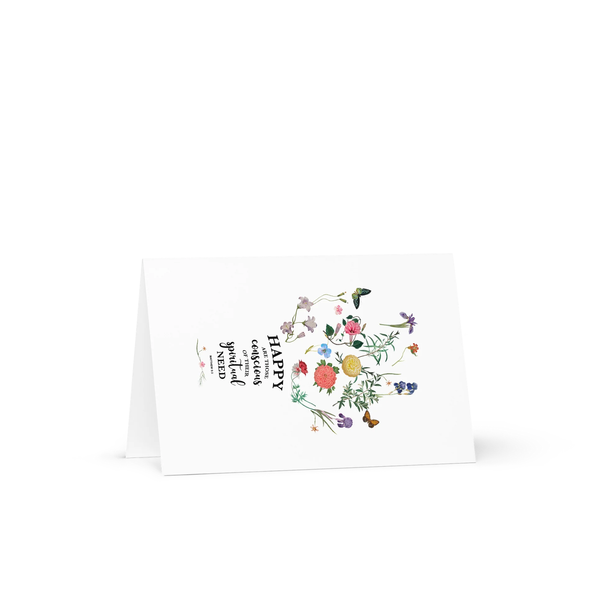 “Happy Are Those Conscious of Their Spiritual Need” | Matthew 5:3 | Floral Greeting Card product image (3)